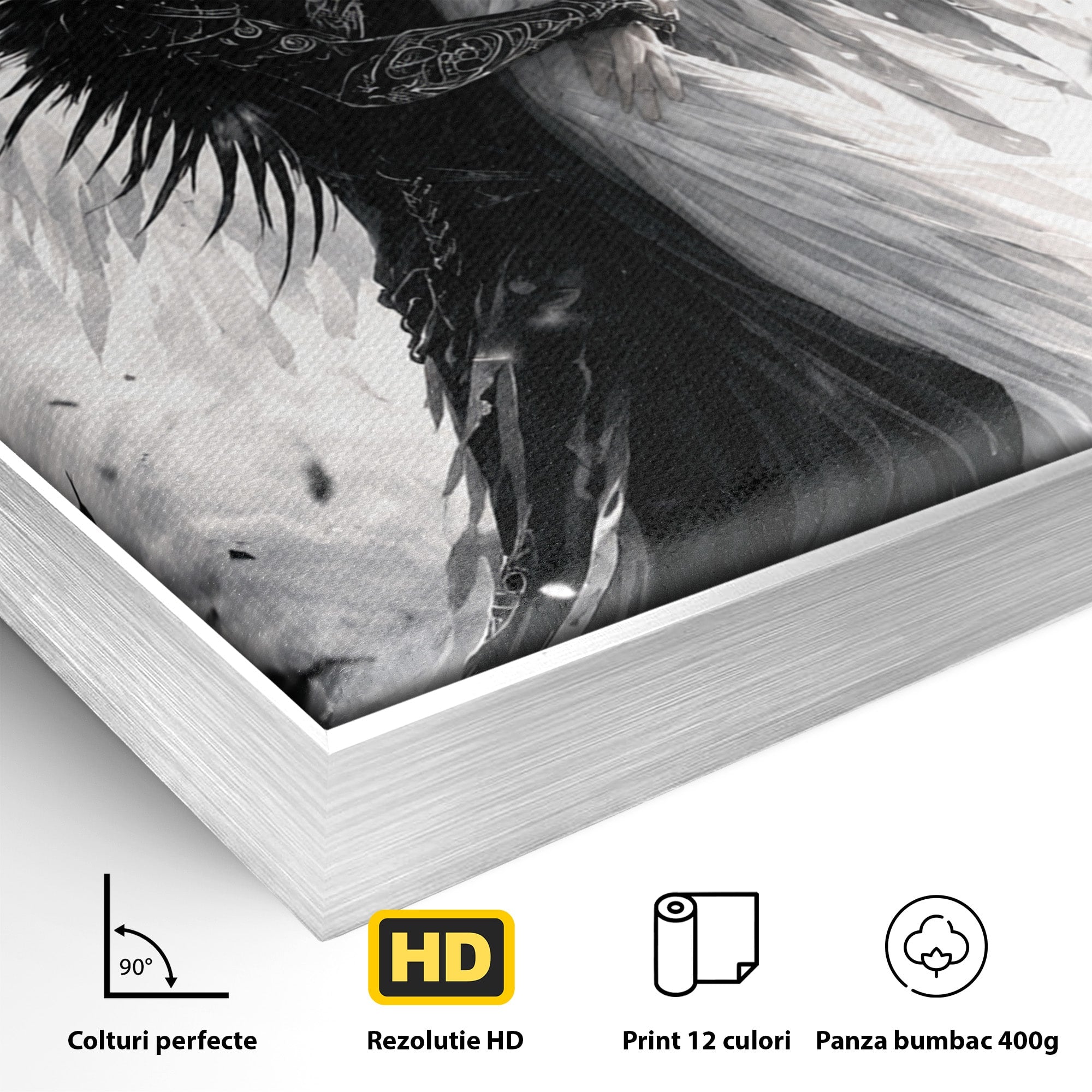 Tablou Canvas Premium LuxCanva® U1019, Ingerii Contrastului, Arta Digitala, Ingeri, Dormitor, Living, Culori Vibrante