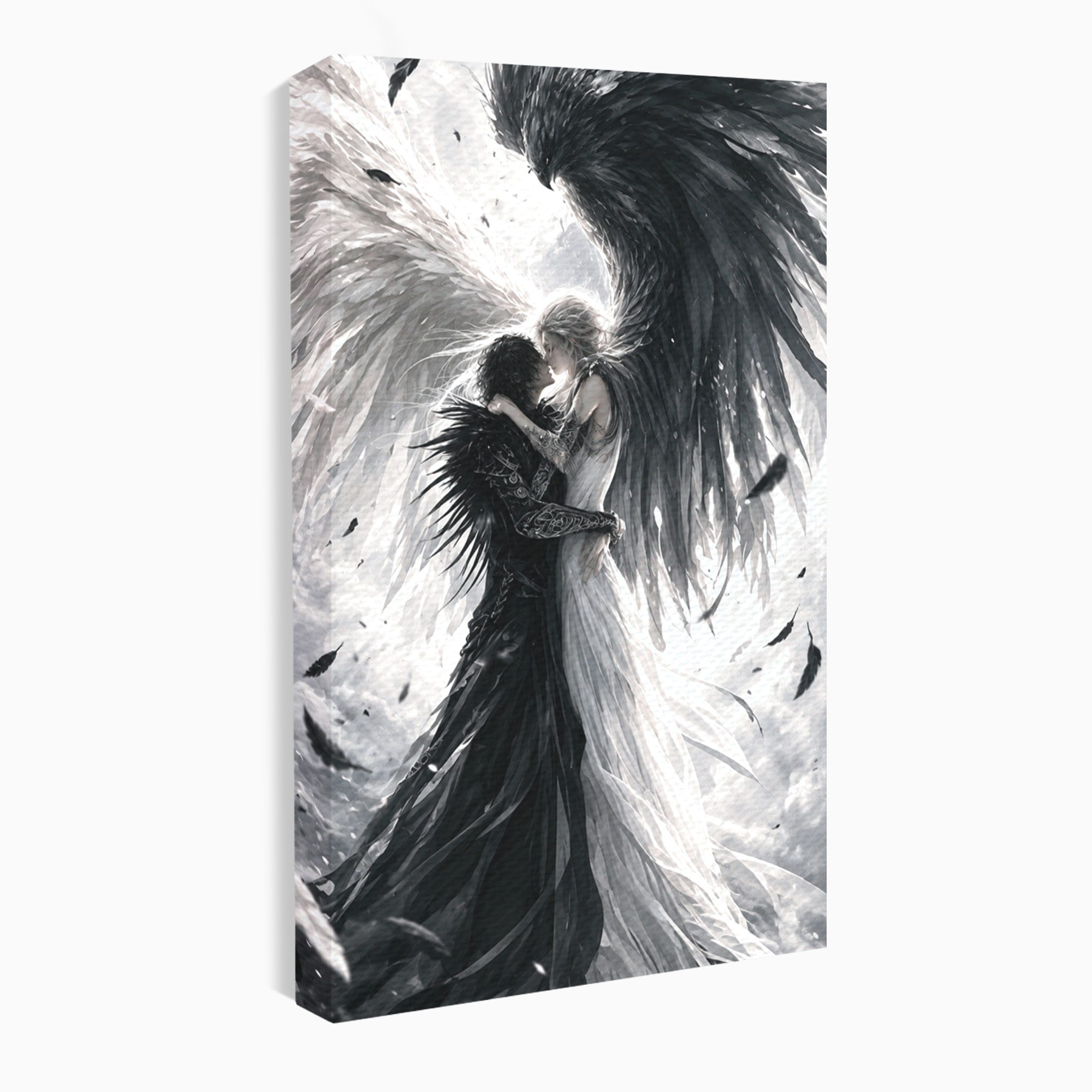 Tablou Canvas Premium LuxCanva® U1019, Ingerii Contrastului, Arta Digitala, Ingeri, Dormitor, Living, Culori Vibrante