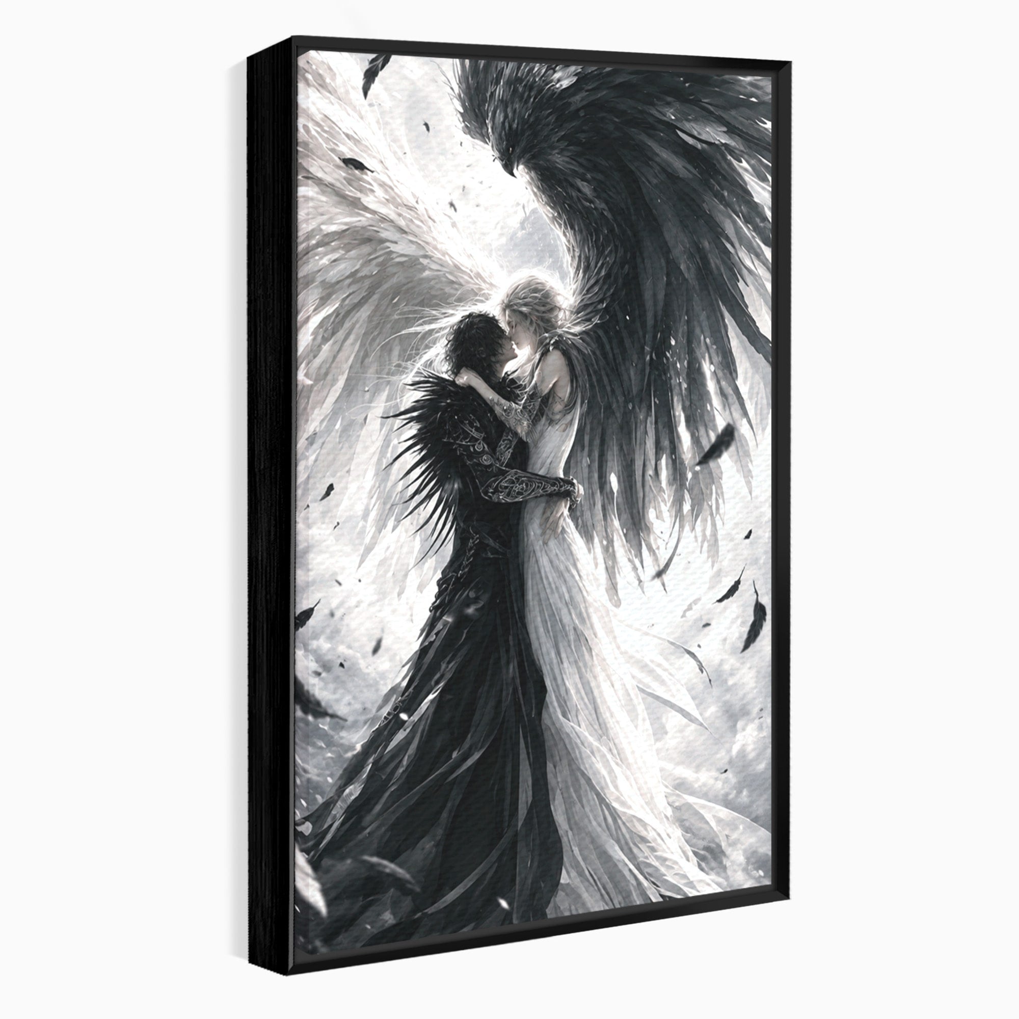 Tablou Canvas Premium LuxCanva® U1019, Ingerii Contrastului, Arta Digitala, Ingeri, Dormitor, Living, Culori Vibrante