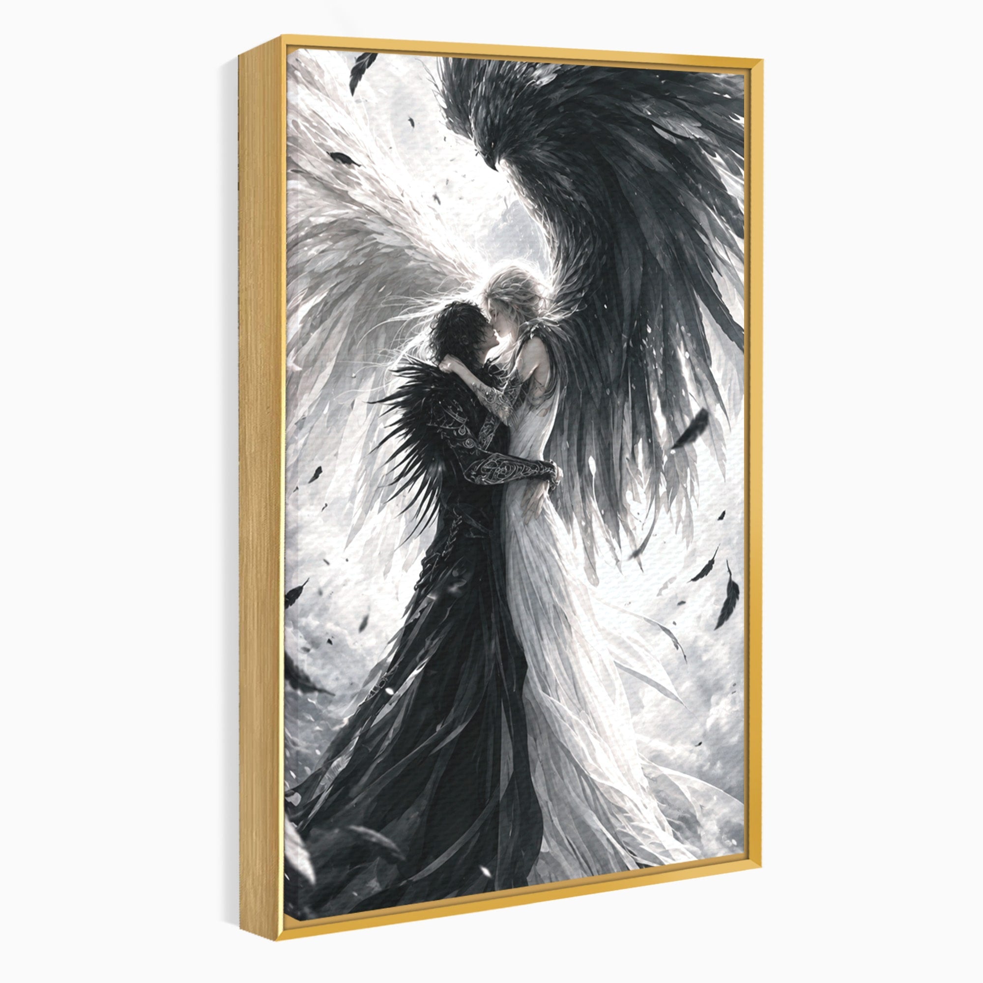 Tablou Canvas Premium LuxCanva® U1019, Ingerii Contrastului, Arta Digitala, Ingeri, Dormitor, Living, Culori Vibrante