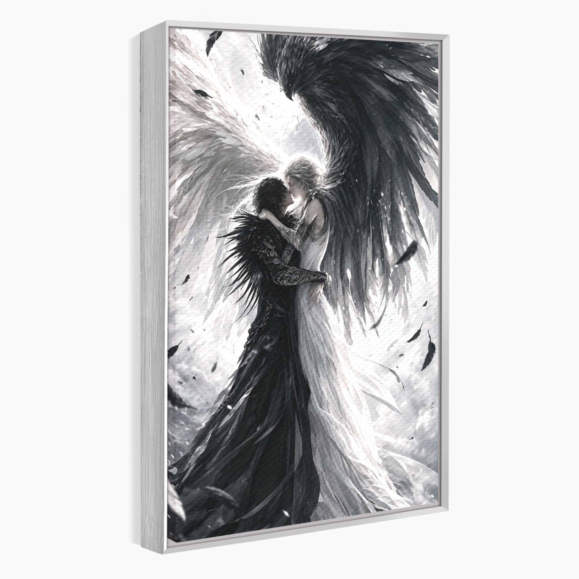 Tablou Canvas Premium LuxCanva® U1019, Ingerii Contrastului, Arta Digitala, Ingeri, Dormitor, Living, Culori Vibrante