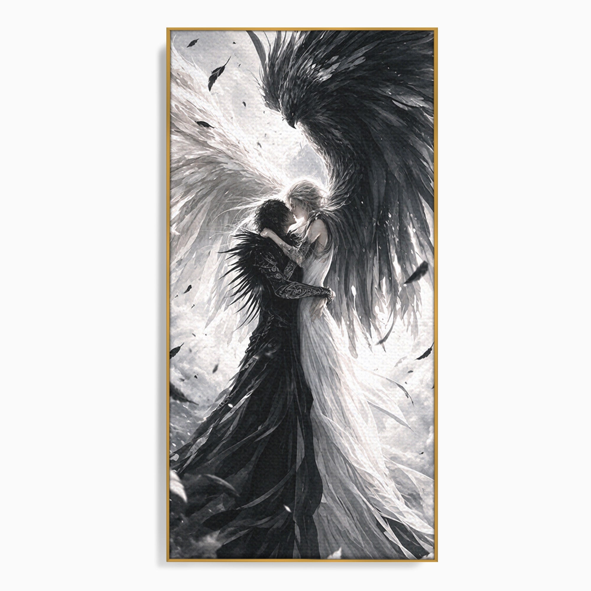 Tablou Canvas Premium LuxCanva® U1019, Ingerii Contrastului, Arta Digitala, Ingeri, Dormitor, Living, Culori Vibrante