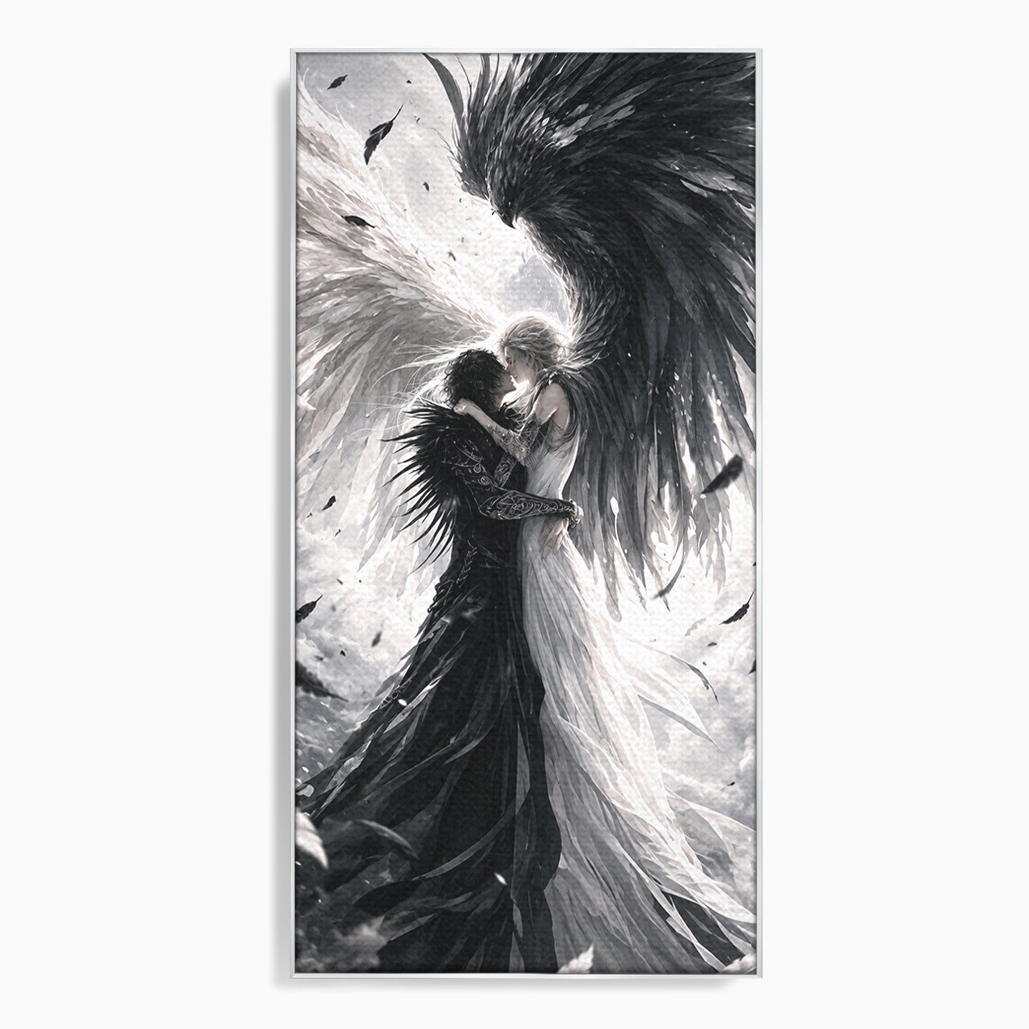 Tablou Canvas Premium LuxCanva® U1019, Ingerii Contrastului, Arta Digitala, Ingeri, Dormitor, Living, Culori Vibrante