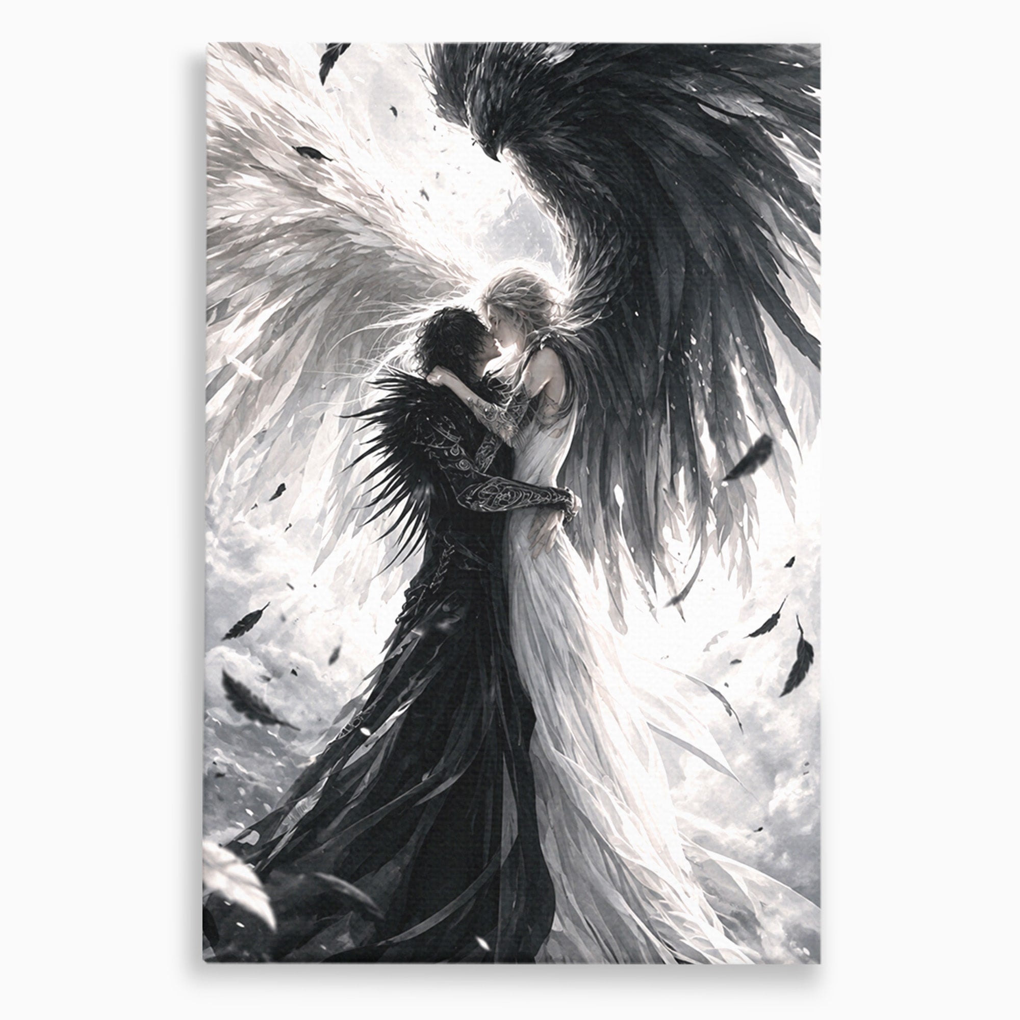 Tablou Canvas Premium LuxCanva® U1019, Ingerii Contrastului, Arta Digitala, Ingeri, Dormitor, Living, Culori Vibrante