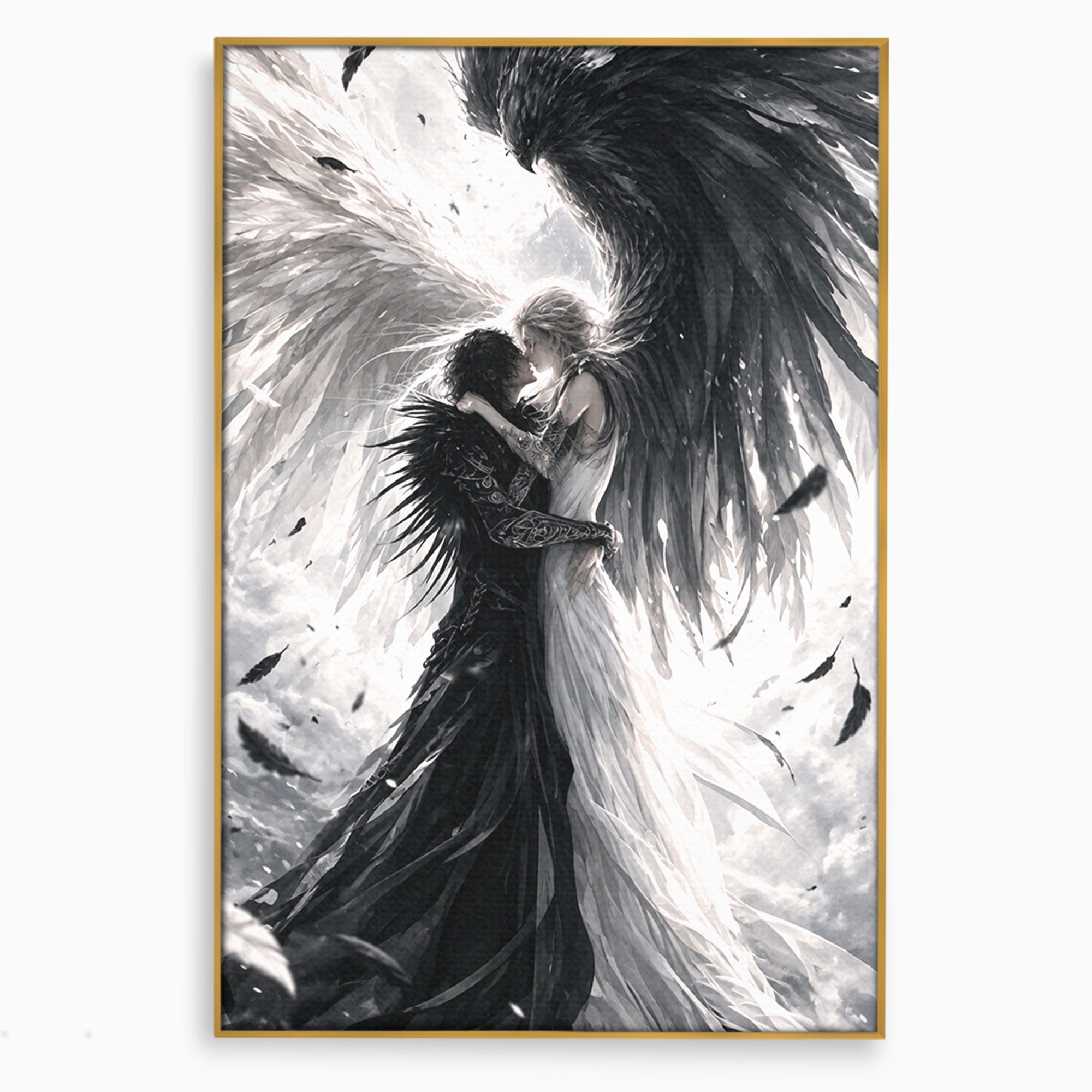 Tablou Canvas Premium LuxCanva® U1019, Ingerii Contrastului, Arta Digitala, Ingeri, Dormitor, Living, Culori Vibrante