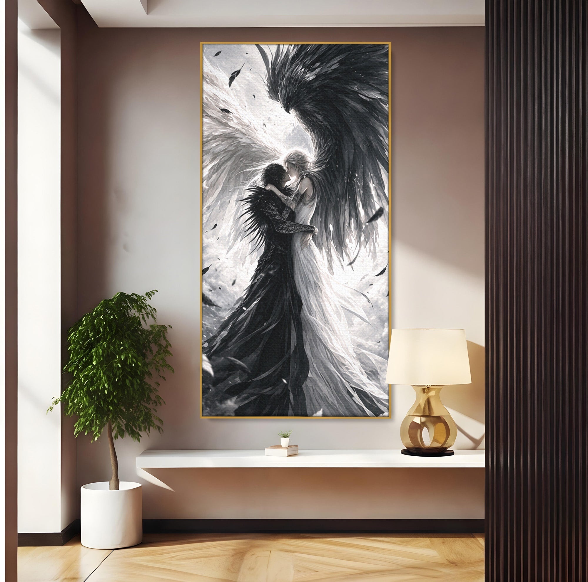 Tablou Canvas Premium LuxCanva® U1019, Ingerii Contrastului, Arta Digitala, Ingeri, Dormitor, Living, Culori Vibrante