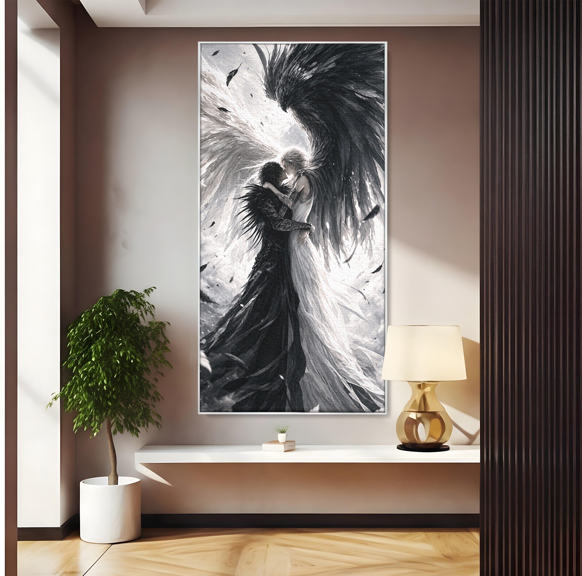 Tablou Canvas Premium LuxCanva® U1019, Ingerii Contrastului, Arta Digitala, Ingeri, Dormitor, Living, Culori Vibrante