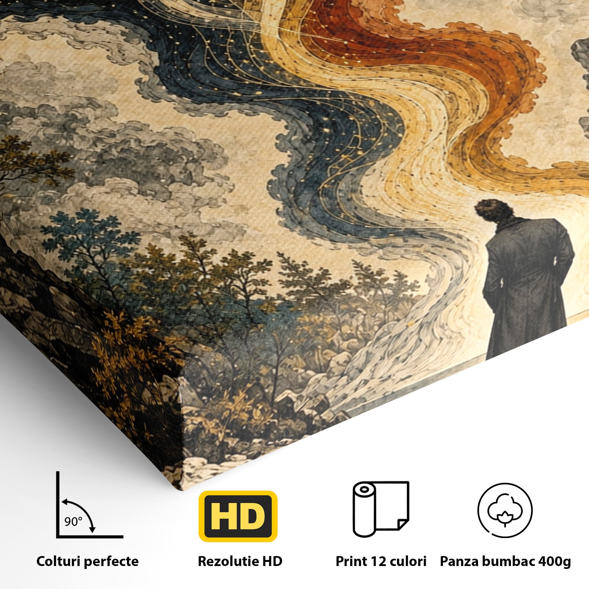 Tablou Canvas Premium LuxCanva® U1020, Intalnirea Dualitatii, Cosmos, Reflexie, Meditatie, Dualitate, Living, Culori Vibrante