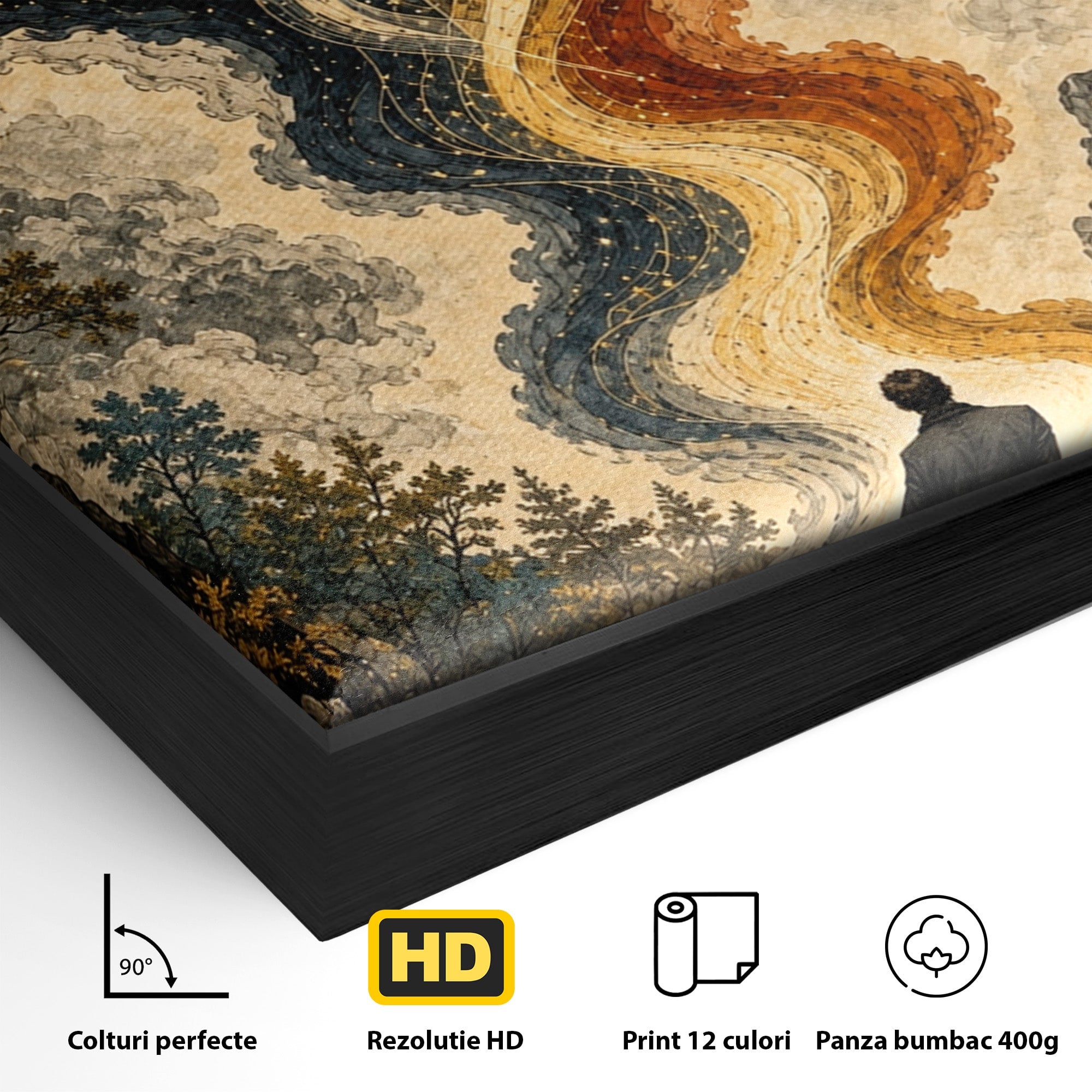 Tablou Canvas Premium LuxCanva® U1020, Intalnirea Dualitatii, Cosmos, Reflexie, Meditatie, Dualitate, Living, Culori Vibrante