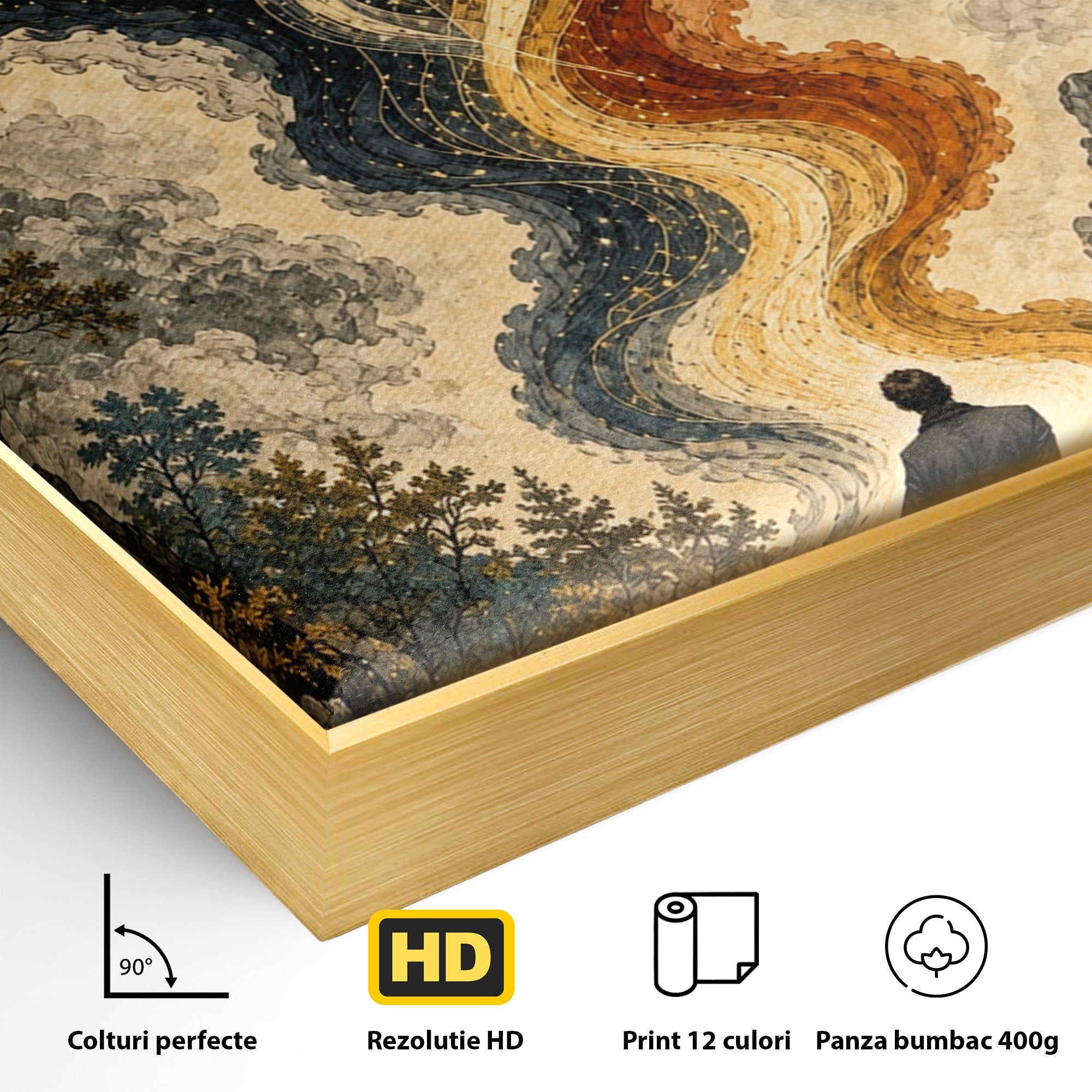 Tablou Canvas Premium LuxCanva® U1020, Intalnirea Dualitatii, Cosmos, Reflexie, Meditatie, Dualitate, Living, Culori Vibrante