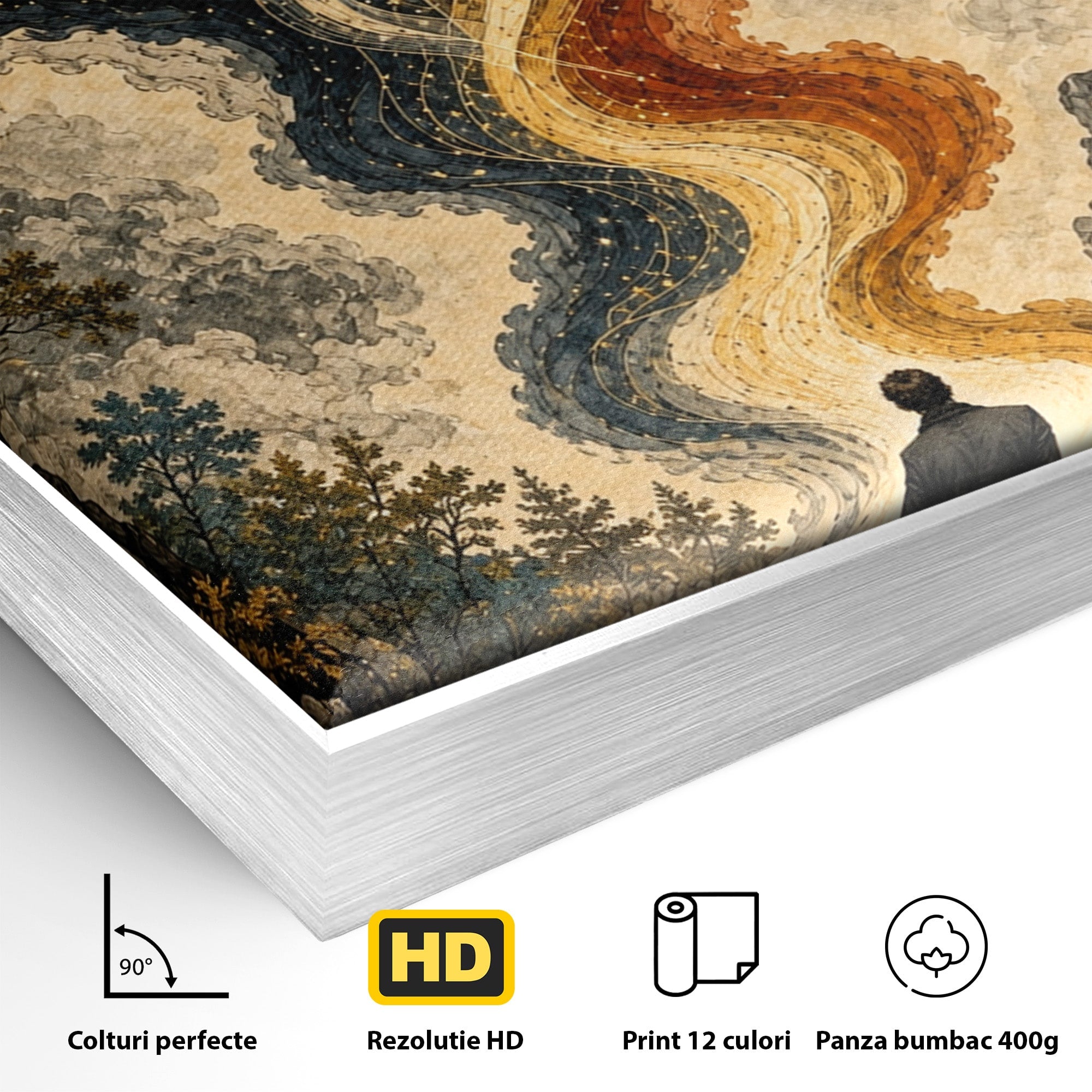 Tablou Canvas Premium LuxCanva® U1020, Intalnirea Dualitatii, Cosmos, Reflexie, Meditatie, Dualitate, Living, Culori Vibrante