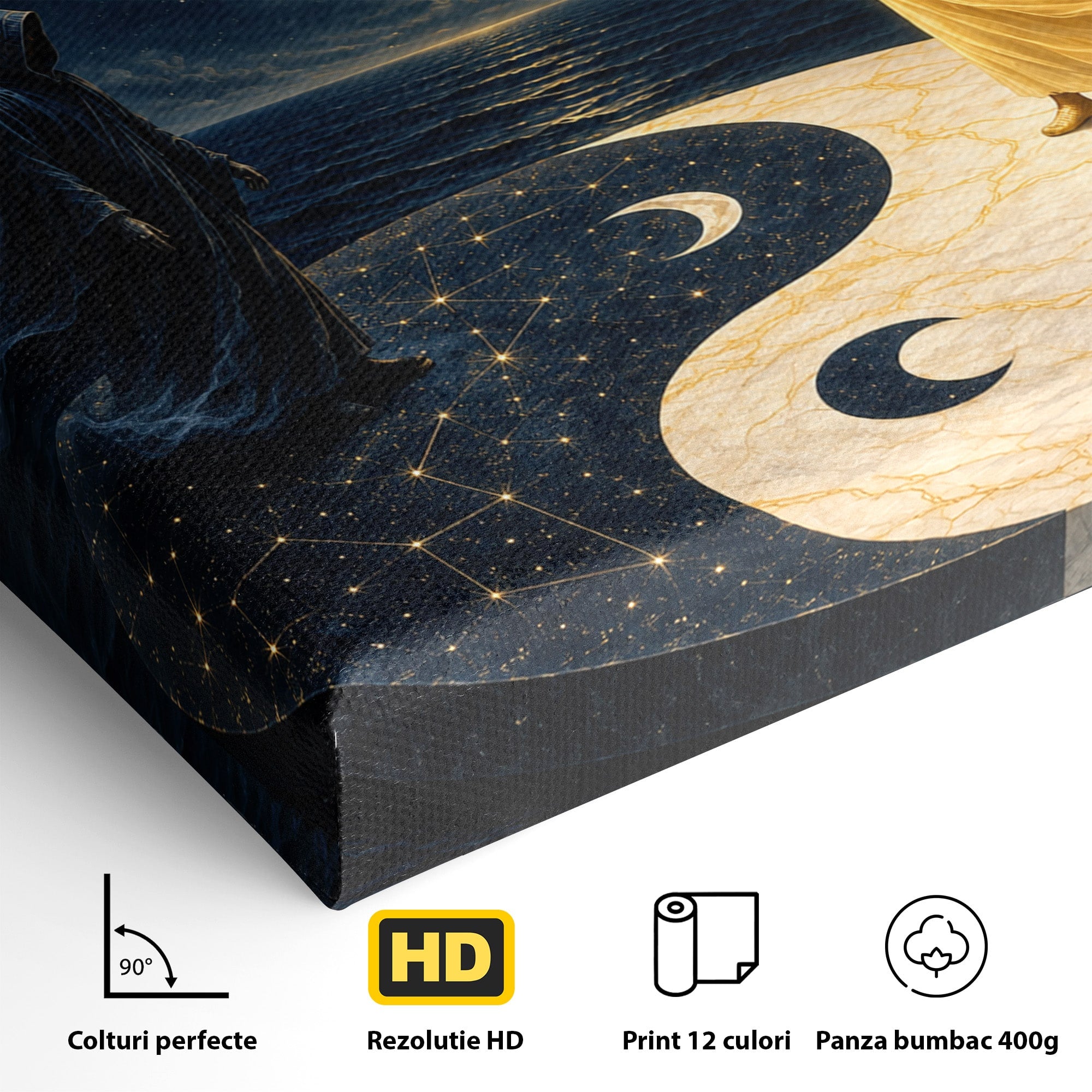 Tablou Canvas Premium LuxCanva® U1022, Echilibrul Cosmic, Yin Yang, Univers, Spiritualitate, Mistic, Living, Dormitor, Culori Vibrante