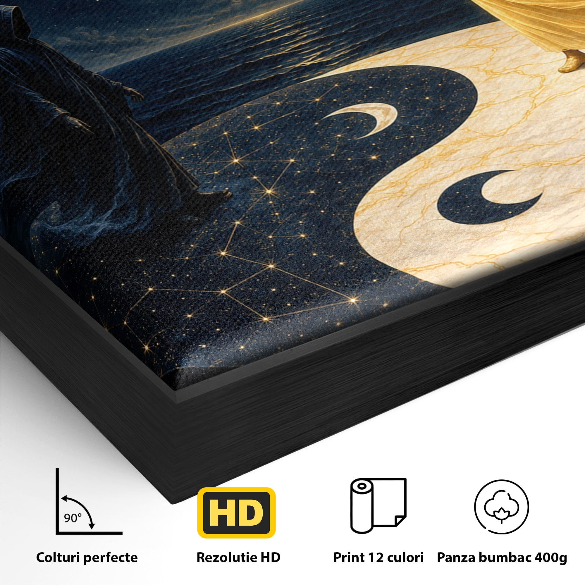 Tablou Canvas Premium LuxCanva® U1022, Echilibrul Cosmic, Yin Yang, Univers, Spiritualitate, Mistic, Living, Dormitor, Culori Vibrante
