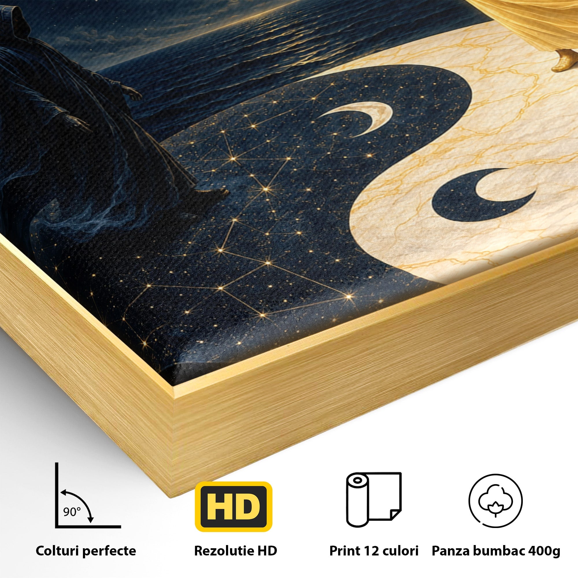 Tablou Canvas Premium LuxCanva® U1022, Echilibrul Cosmic, Yin Yang, Univers, Spiritualitate, Mistic, Living, Dormitor, Culori Vibrante