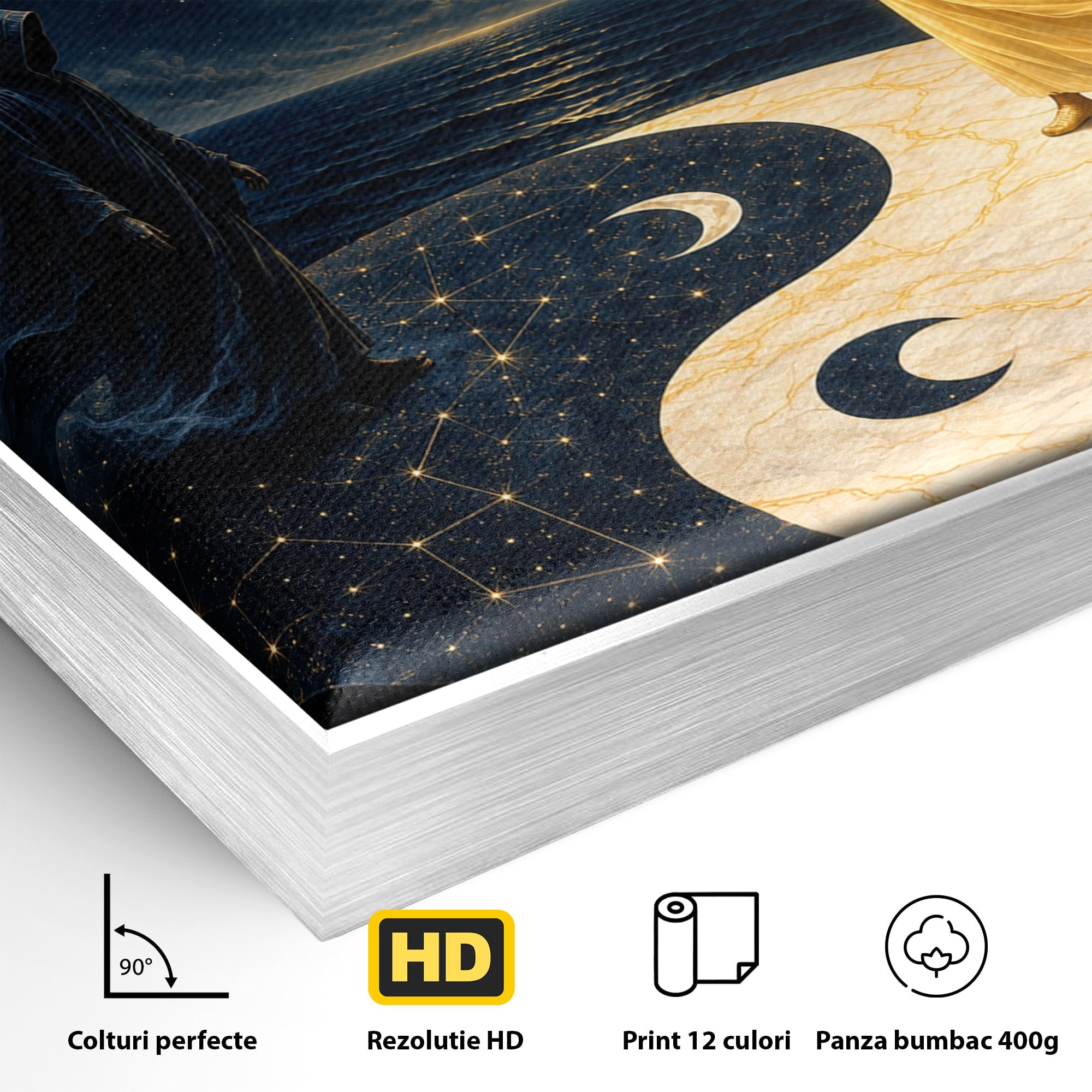 Tablou Canvas Premium LuxCanva® U1022, Echilibrul Cosmic, Yin Yang, Univers, Spiritualitate, Mistic, Living, Dormitor, Culori Vibrante