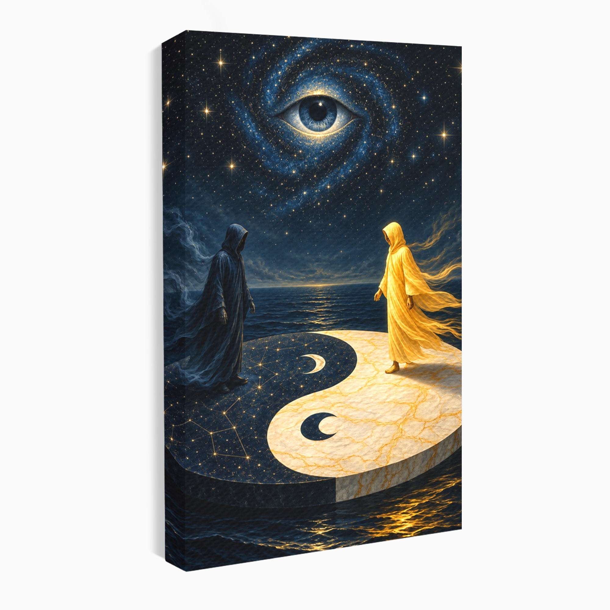 Tablou Canvas Premium LuxCanva® U1022, Echilibrul Cosmic, Yin Yang, Univers, Spiritualitate, Mistic, Living, Dormitor, Culori Vibrante