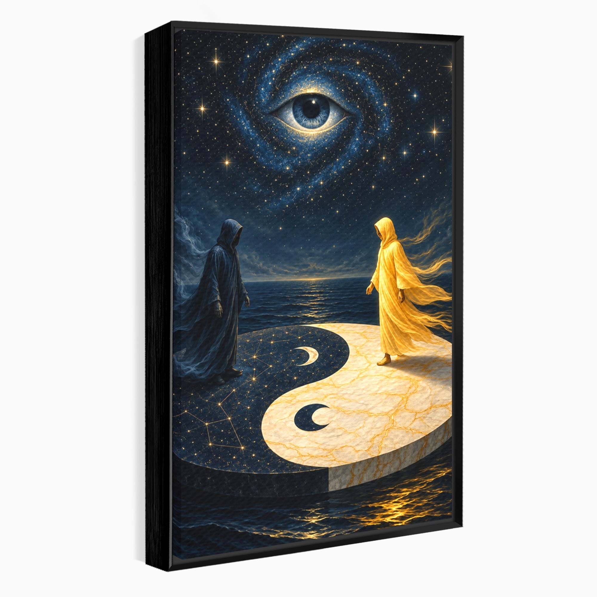 Tablou Canvas Premium LuxCanva® U1022, Echilibrul Cosmic, Yin Yang, Univers, Spiritualitate, Mistic, Living, Dormitor, Culori Vibrante