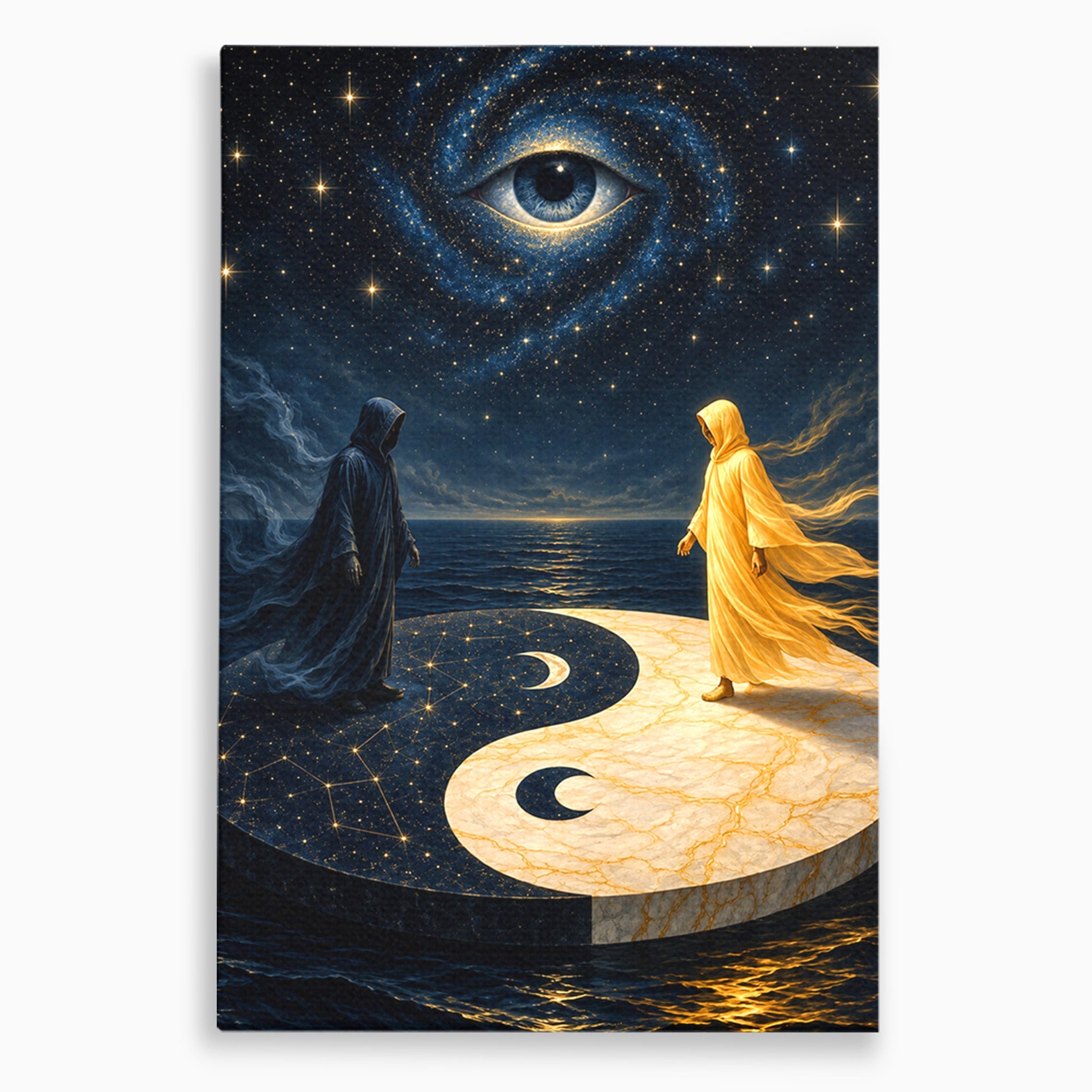 Tablou Canvas Premium LuxCanva® U1022, Echilibrul Cosmic, Yin Yang, Univers, Spiritualitate, Mistic, Living, Dormitor, Culori Vibrante