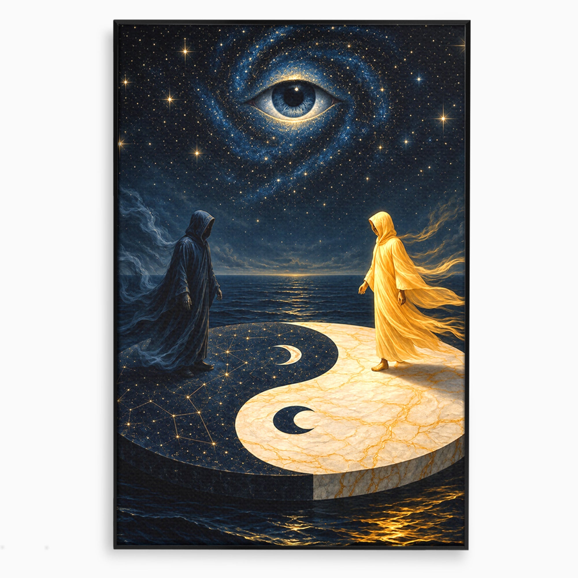 Tablou Canvas Premium LuxCanva® U1022, Echilibrul Cosmic, Yin Yang, Univers, Spiritualitate, Mistic, Living, Dormitor, Culori Vibrante
