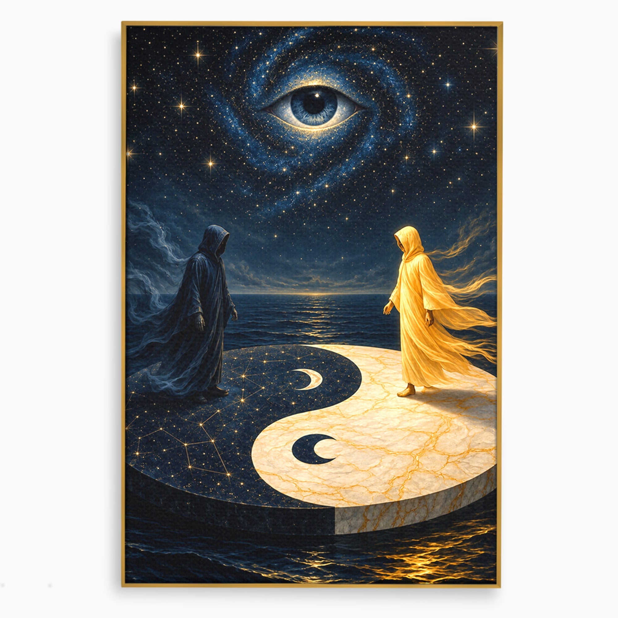 Tablou Canvas Premium LuxCanva® U1022, Echilibrul Cosmic, Yin Yang, Univers, Spiritualitate, Mistic, Living, Dormitor, Culori Vibrante