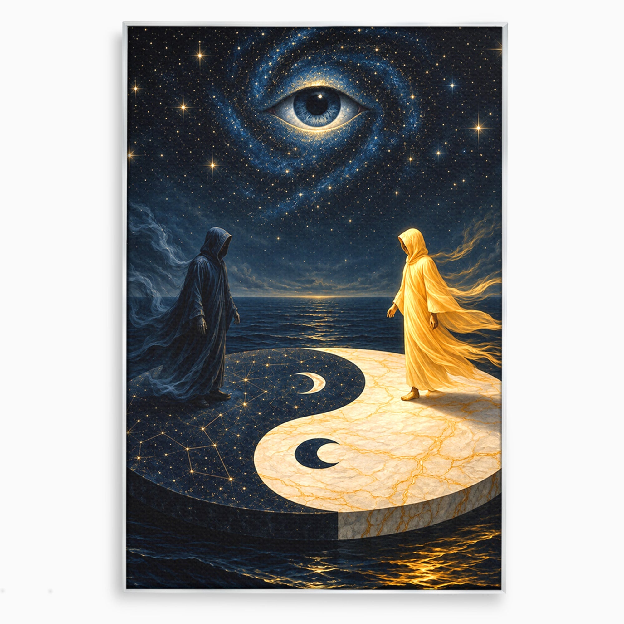 Tablou Canvas Premium LuxCanva® U1022, Echilibrul Cosmic, Yin Yang, Univers, Spiritualitate, Mistic, Living, Dormitor, Culori Vibrante
