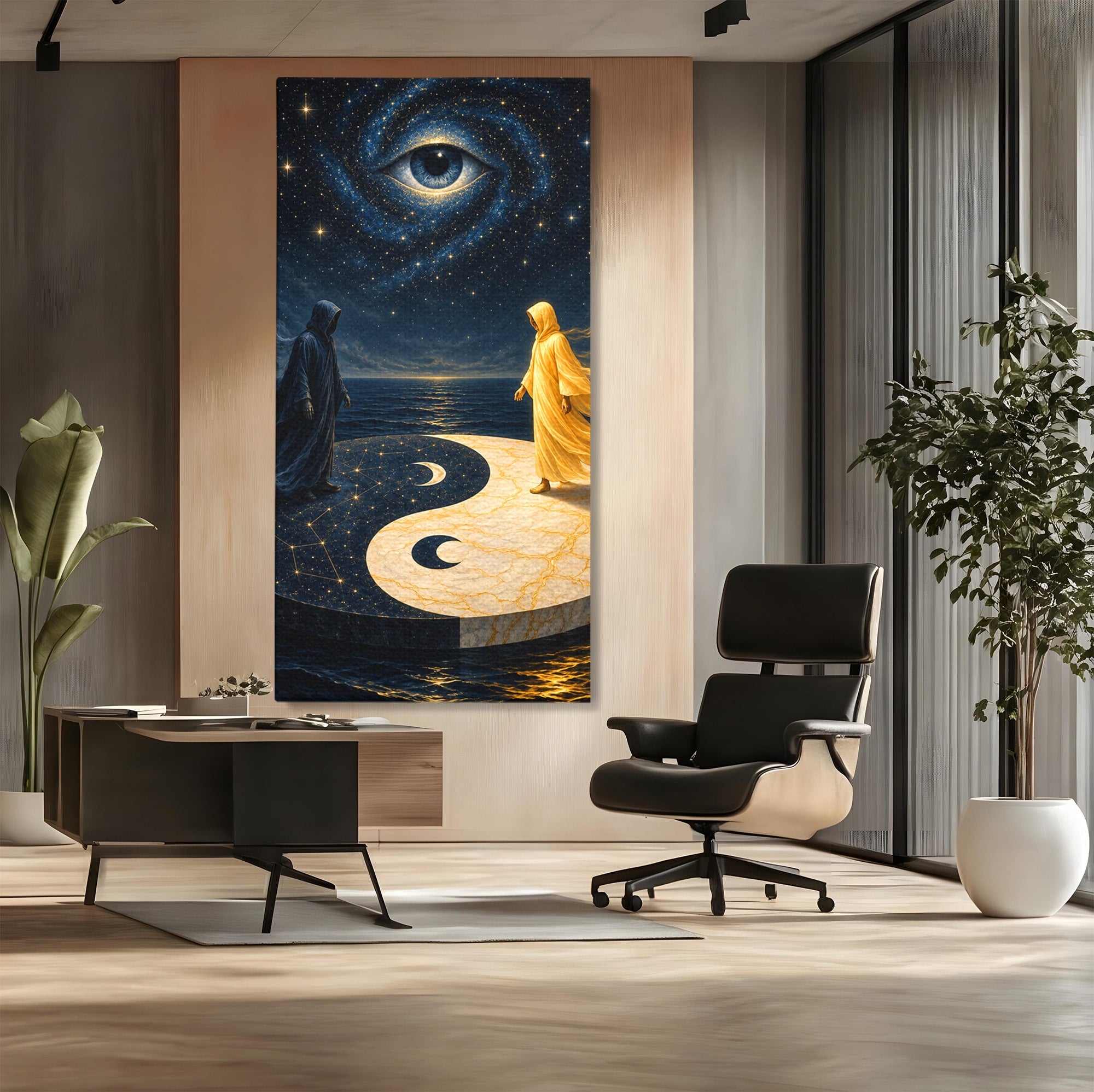Tablou Canvas Premium LuxCanva® U1022, Echilibrul Cosmic, Yin Yang, Univers, Spiritualitate, Mistic, Living, Dormitor, Culori Vibrante