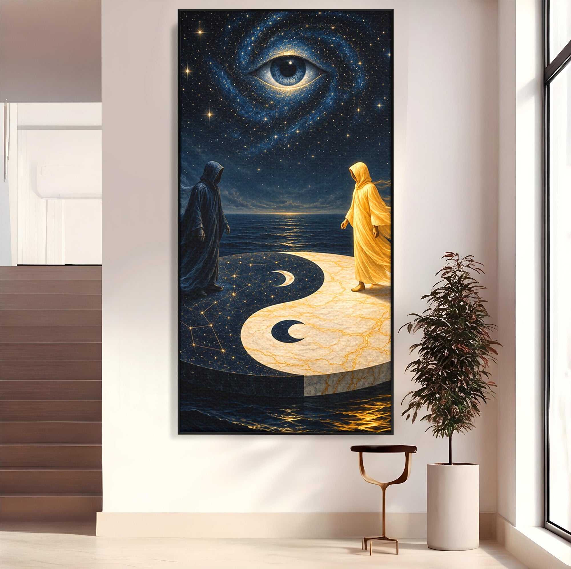 Tablou Canvas Premium LuxCanva® U1022, Echilibrul Cosmic, Yin Yang, Univers, Spiritualitate, Mistic, Living, Dormitor, Culori Vibrante