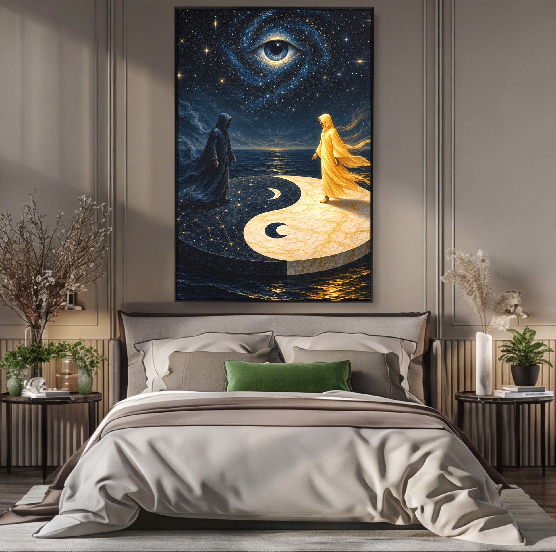 Tablou Canvas Premium LuxCanva® U1022, Echilibrul Cosmic, Yin Yang, Univers, Spiritualitate, Mistic, Living, Dormitor, Culori Vibrante