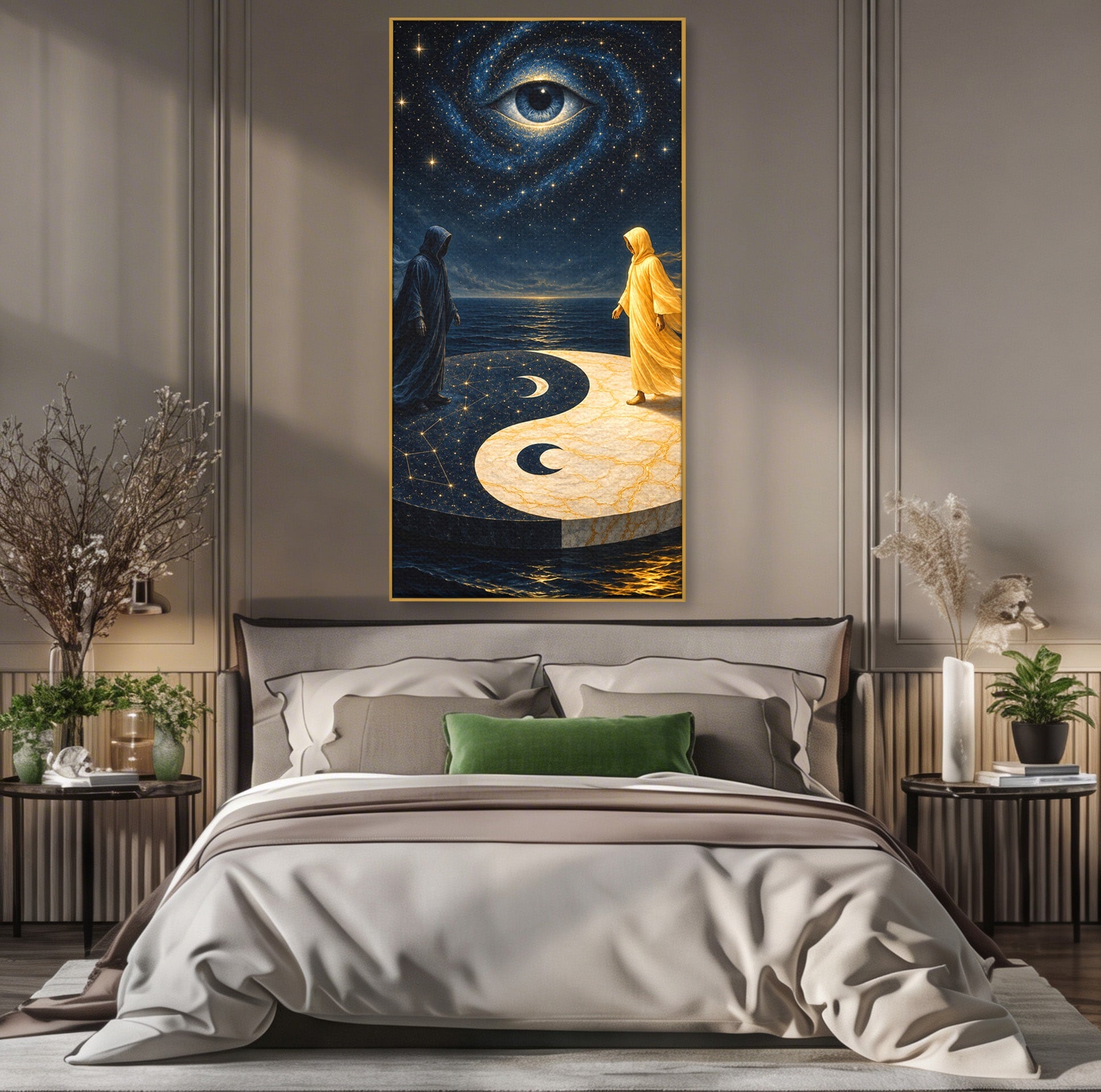 Tablou Canvas Premium LuxCanva® U1022, Echilibrul Cosmic, Yin Yang, Univers, Spiritualitate, Mistic, Living, Dormitor, Culori Vibrante