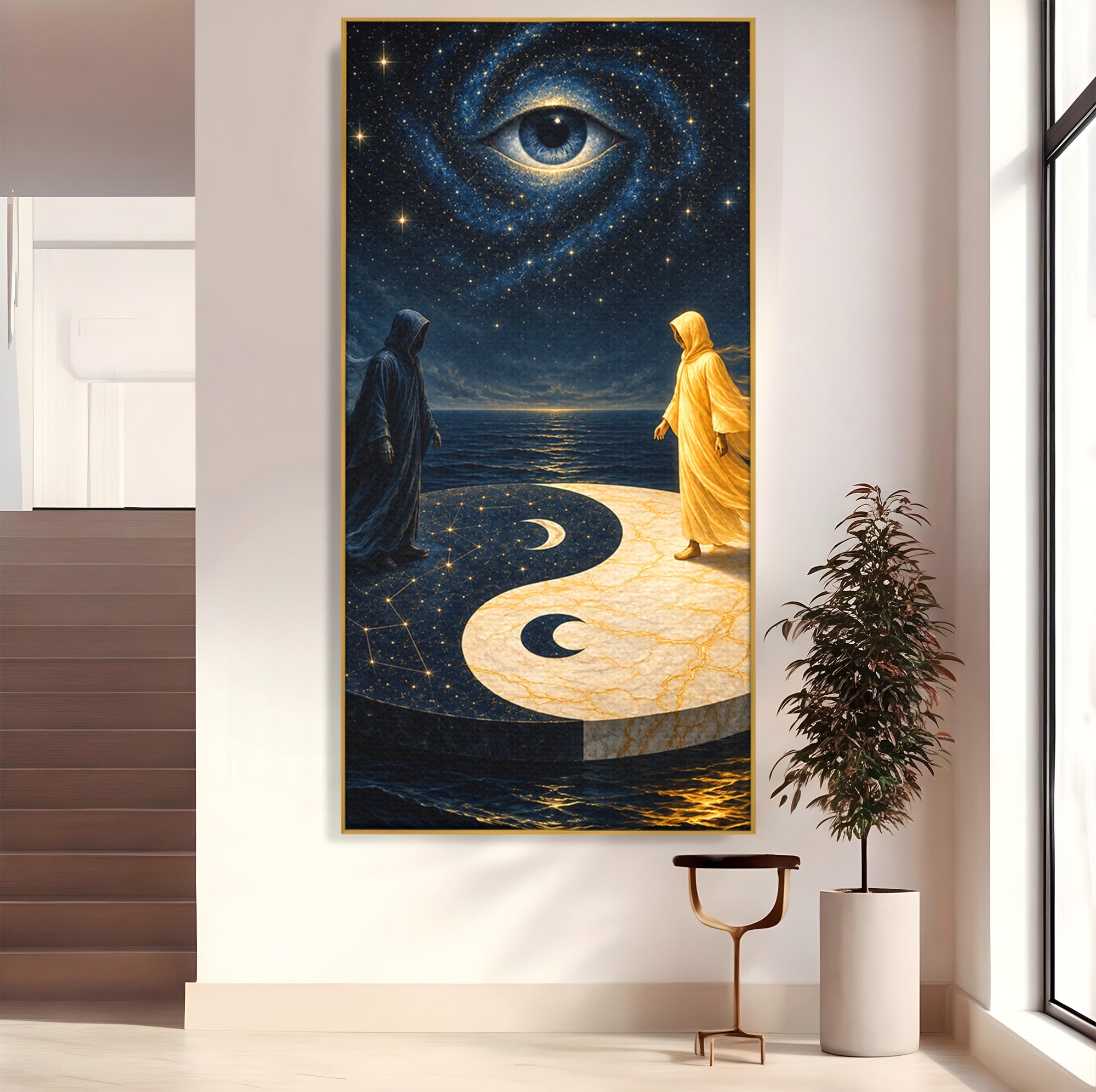 Tablou Canvas Premium LuxCanva® U1022, Echilibrul Cosmic, Yin Yang, Univers, Spiritualitate, Mistic, Living, Dormitor, Culori Vibrante