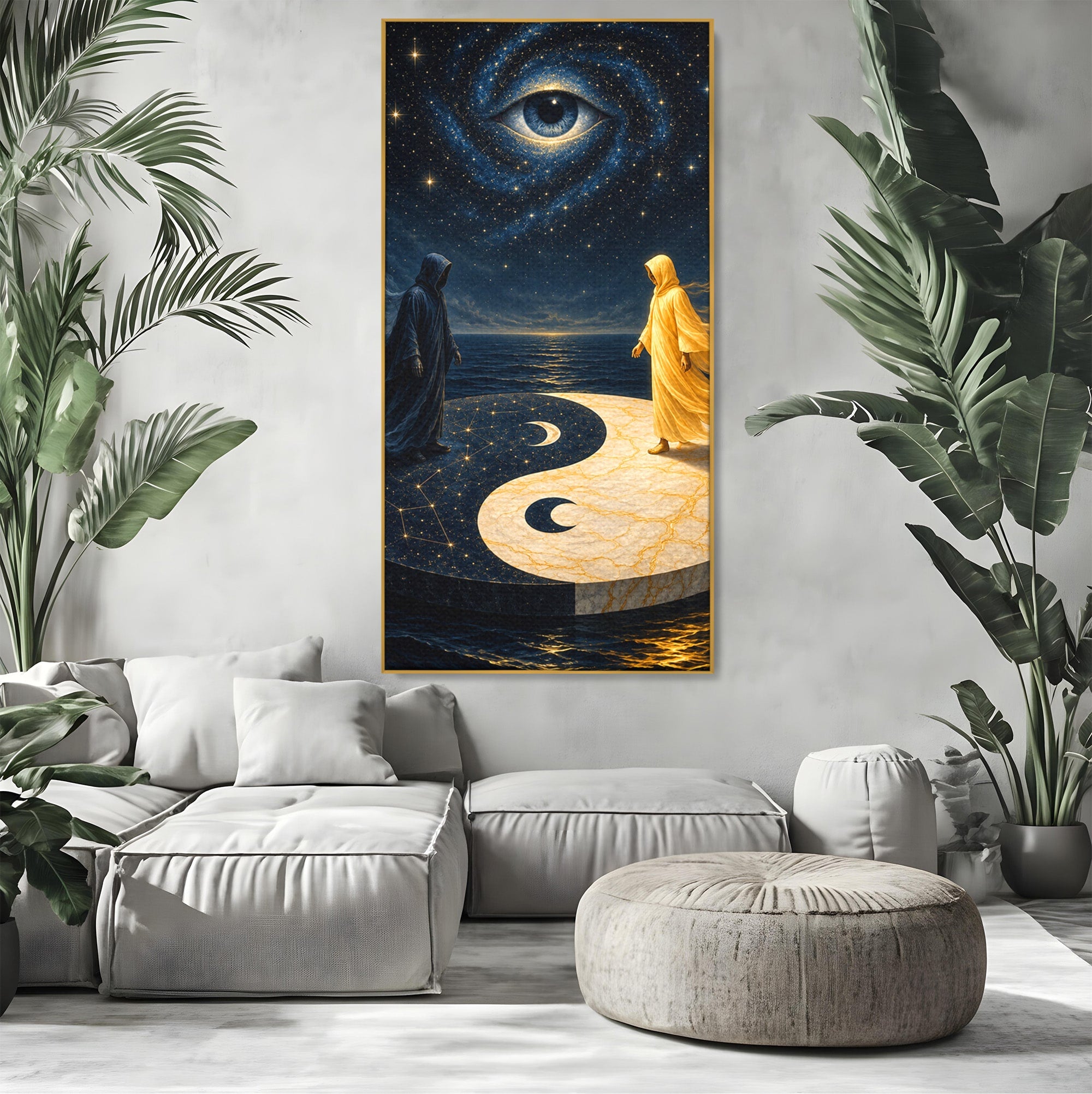 Tablou Canvas Premium LuxCanva® U1022, Echilibrul Cosmic, Yin Yang, Univers, Spiritualitate, Mistic, Living, Dormitor, Culori Vibrante