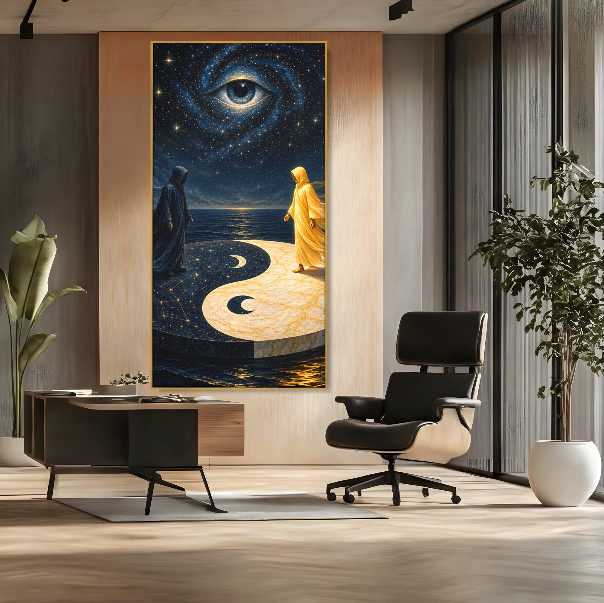Tablou Canvas Premium LuxCanva® U1022, Echilibrul Cosmic, Yin Yang, Univers, Spiritualitate, Mistic, Living, Dormitor, Culori Vibrante