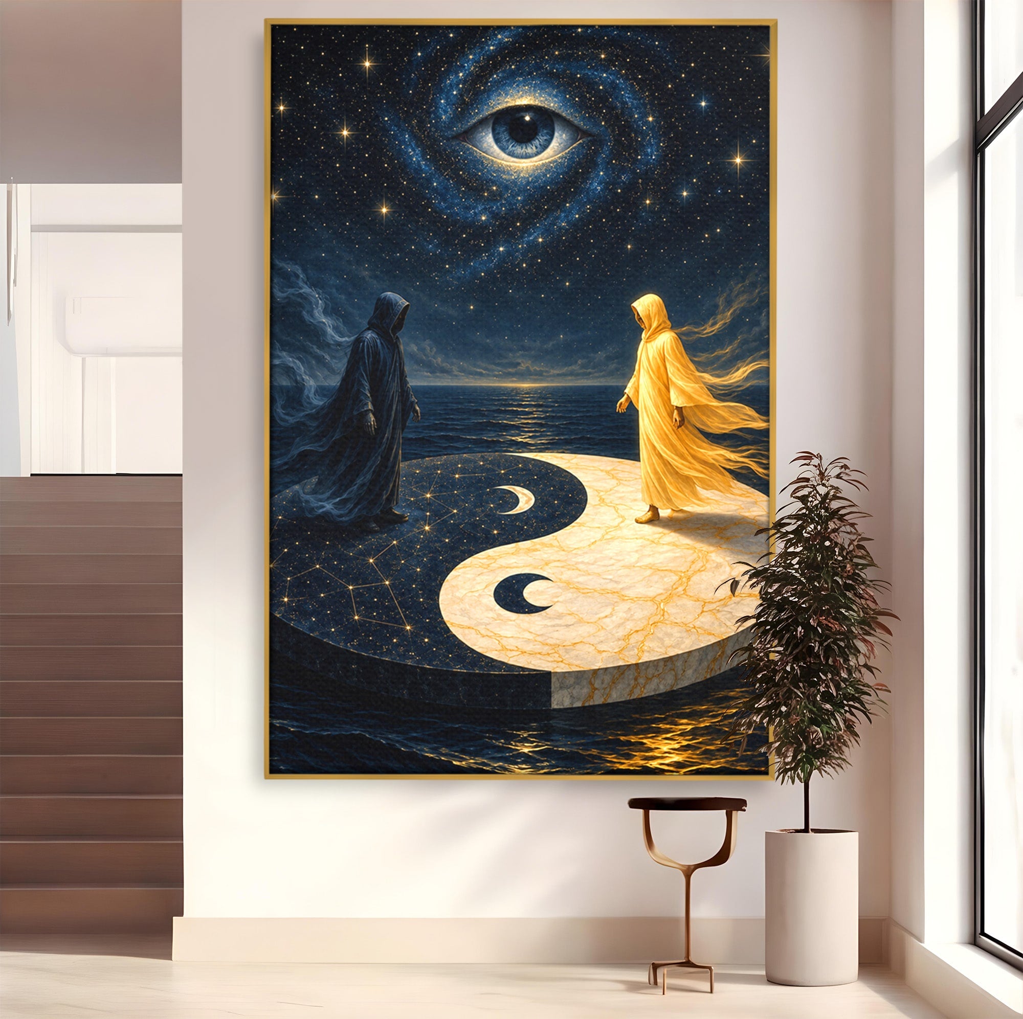 Tablou Canvas Premium LuxCanva® U1022, Echilibrul Cosmic, Yin Yang, Univers, Spiritualitate, Mistic, Living, Dormitor, Culori Vibrante