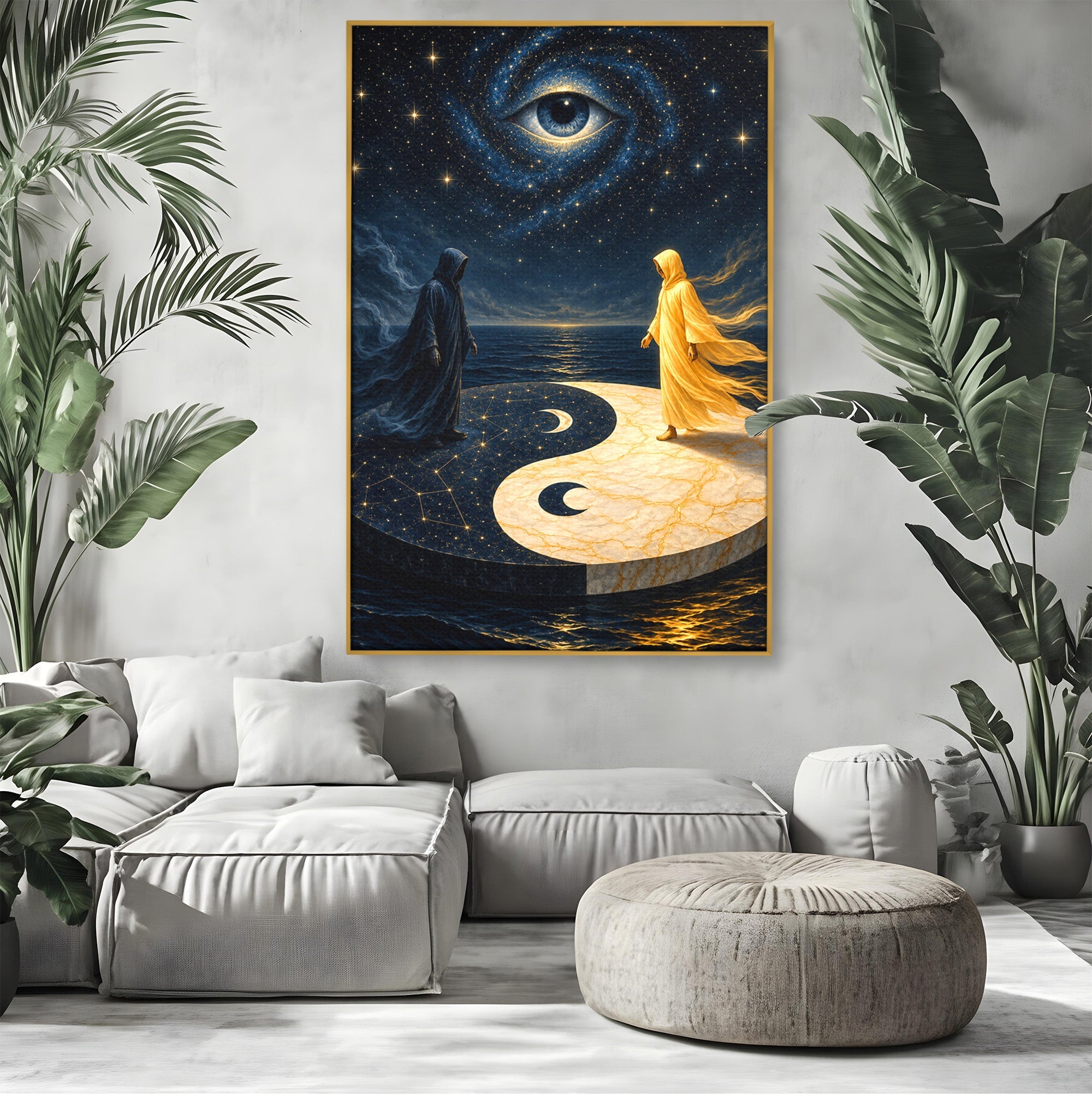 Tablou Canvas Premium LuxCanva® U1022, Echilibrul Cosmic, Yin Yang, Univers, Spiritualitate, Mistic, Living, Dormitor, Culori Vibrante