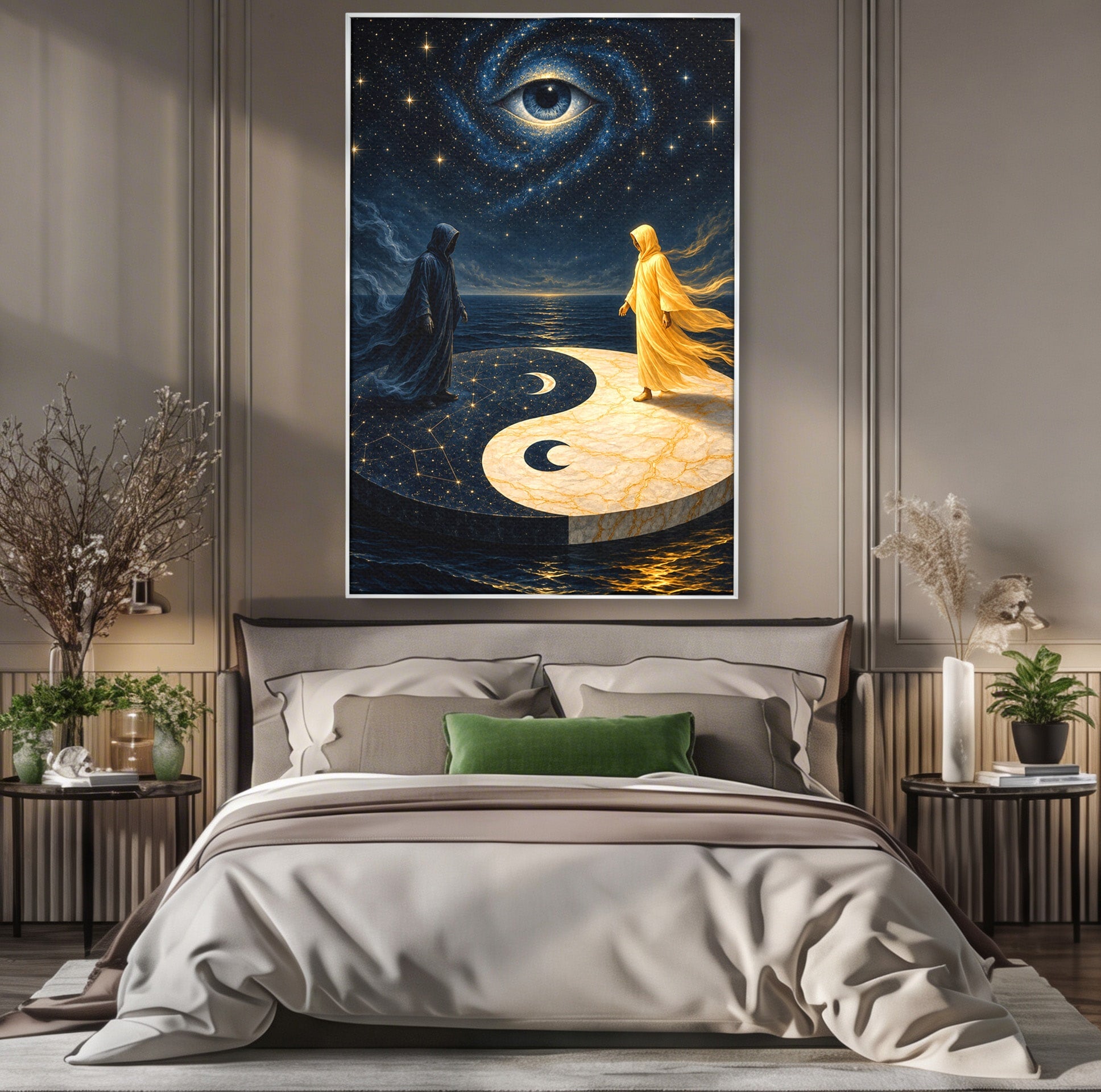 Tablou Canvas Premium LuxCanva® U1022, Echilibrul Cosmic, Yin Yang, Univers, Spiritualitate, Mistic, Living, Dormitor, Culori Vibrante