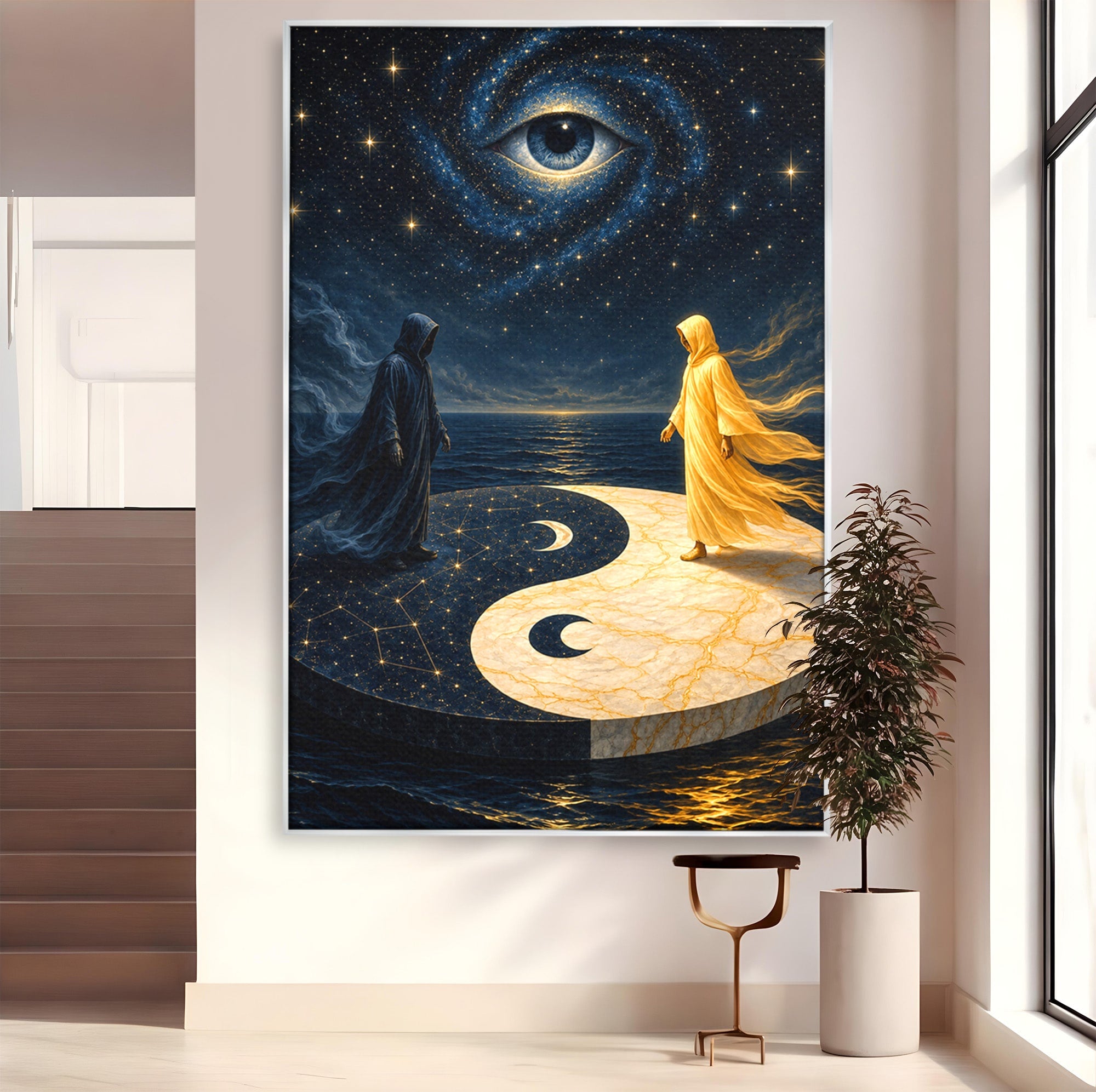 Tablou Canvas Premium LuxCanva® U1022, Echilibrul Cosmic, Yin Yang, Univers, Spiritualitate, Mistic, Living, Dormitor, Culori Vibrante
