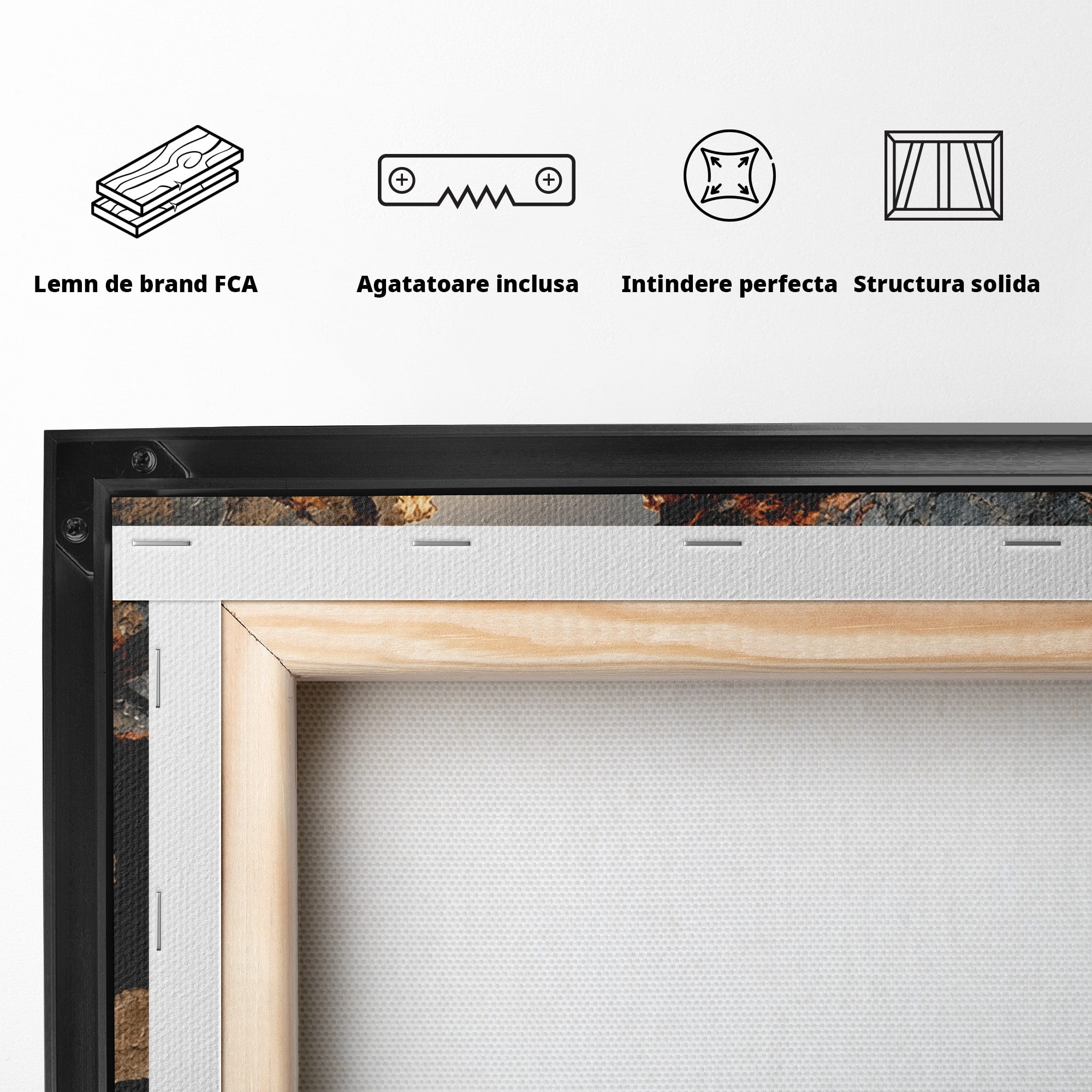 Tablou Canvas Premium LuxCanva® U1023, Chip De Piatra, Abstract, Arta, Chip, Birou, Culori Vibrante