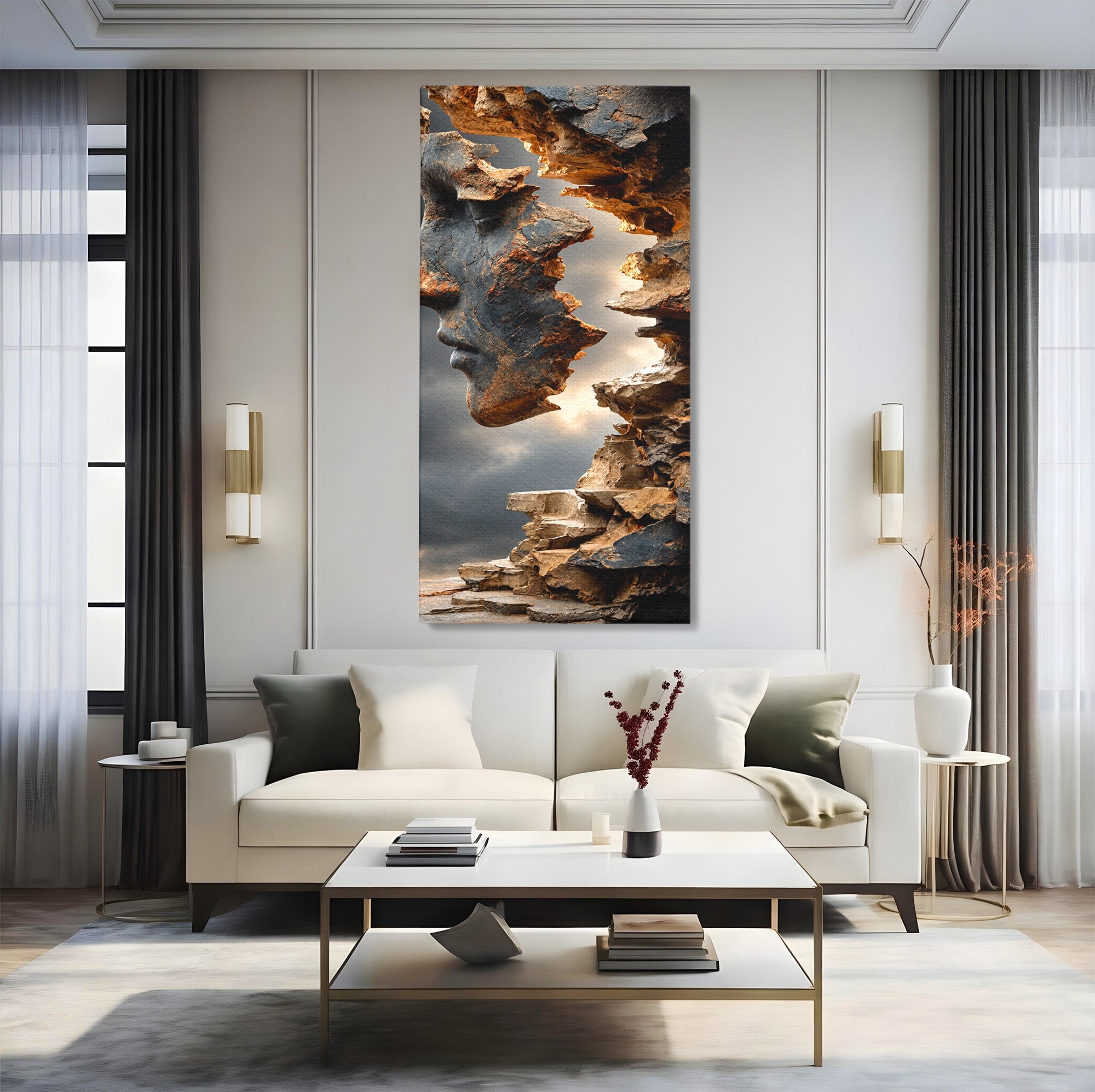 Tablou Canvas Premium LuxCanva® U1023, Chip De Piatra, Abstract, Arta, Chip, Birou, Culori Vibrante