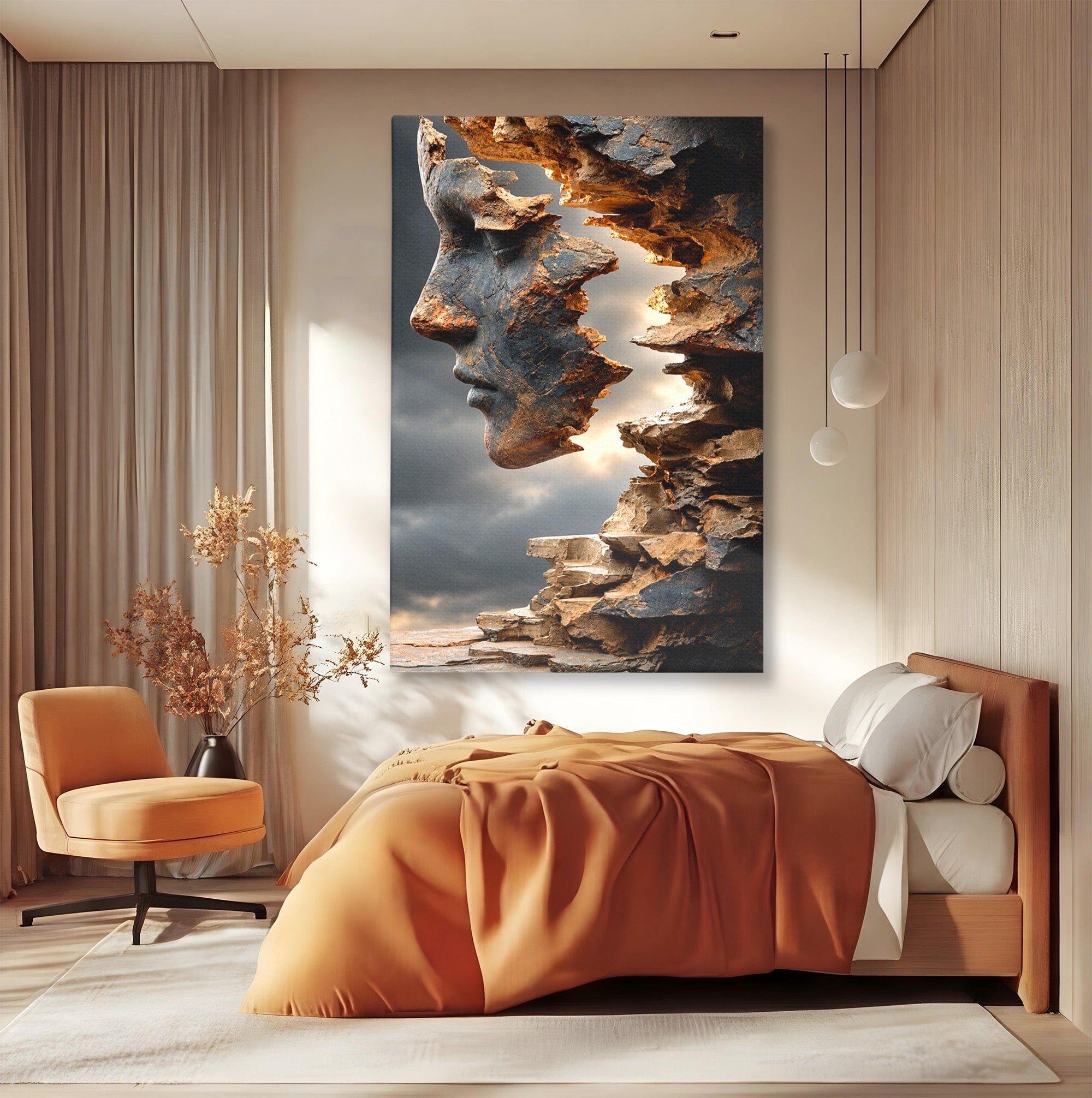 Tablou Canvas Premium LuxCanva® U1023, Chip De Piatra, Abstract, Arta, Chip, Birou, Culori Vibrante