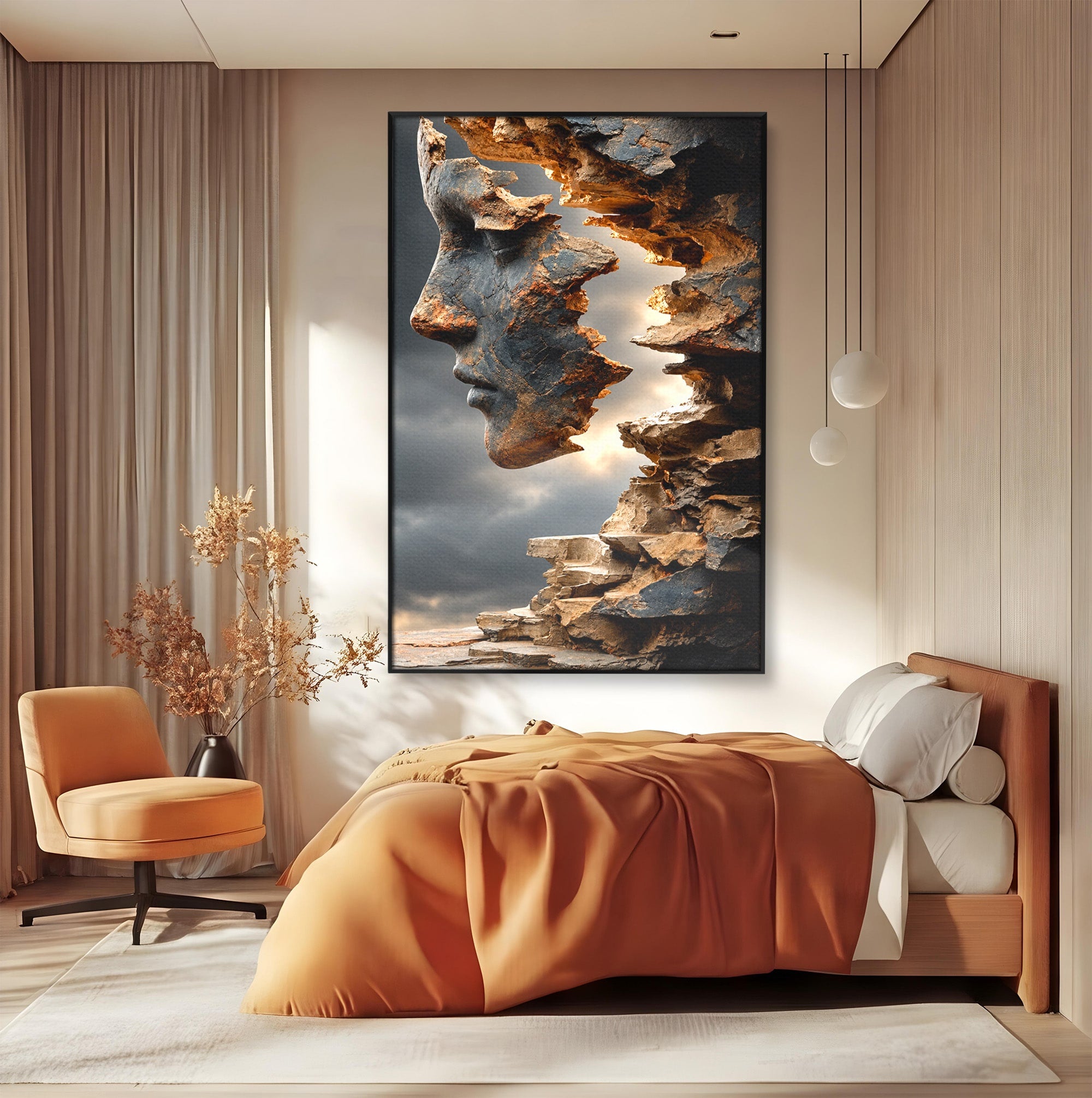 Tablou Canvas Premium LuxCanva® U1023, Chip De Piatra, Abstract, Arta, Chip, Birou, Culori Vibrante