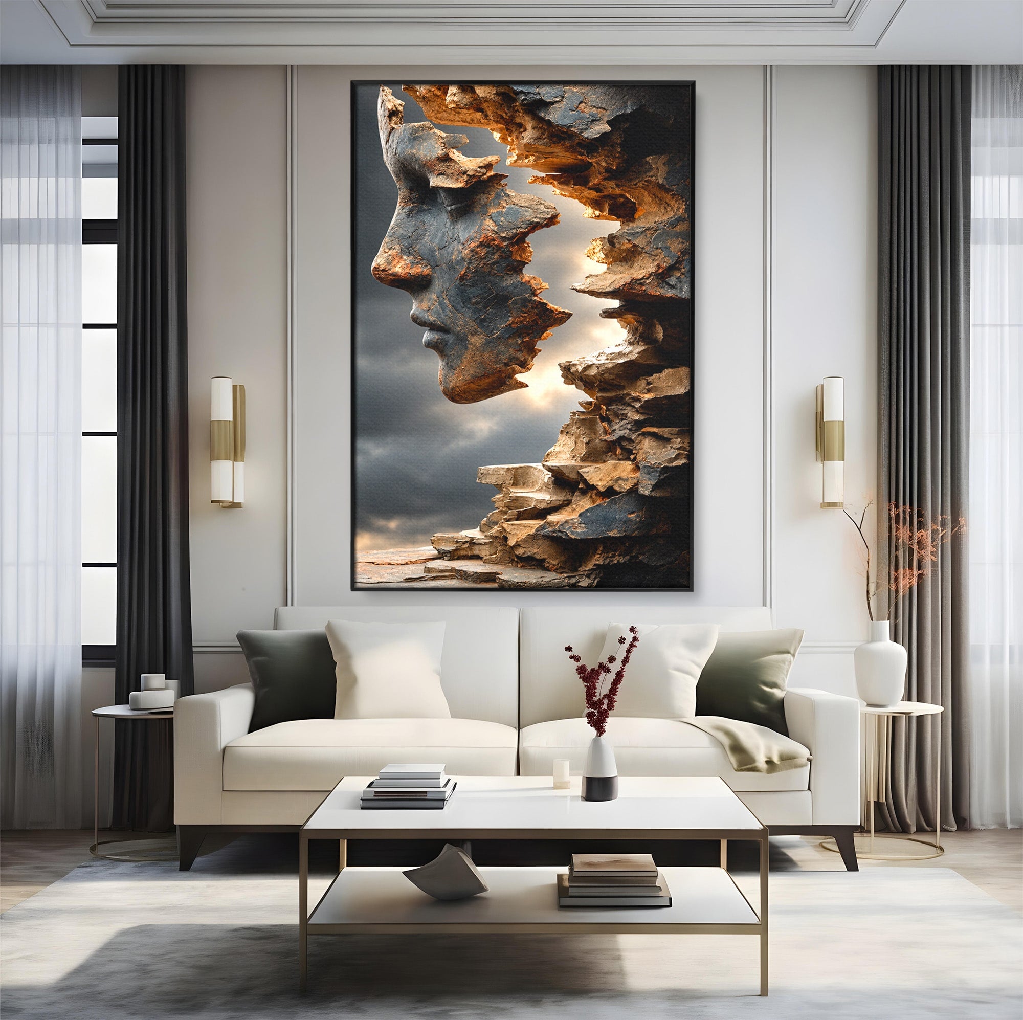 Tablou Canvas Premium LuxCanva® U1023, Chip De Piatra, Abstract, Arta, Chip, Birou, Culori Vibrante