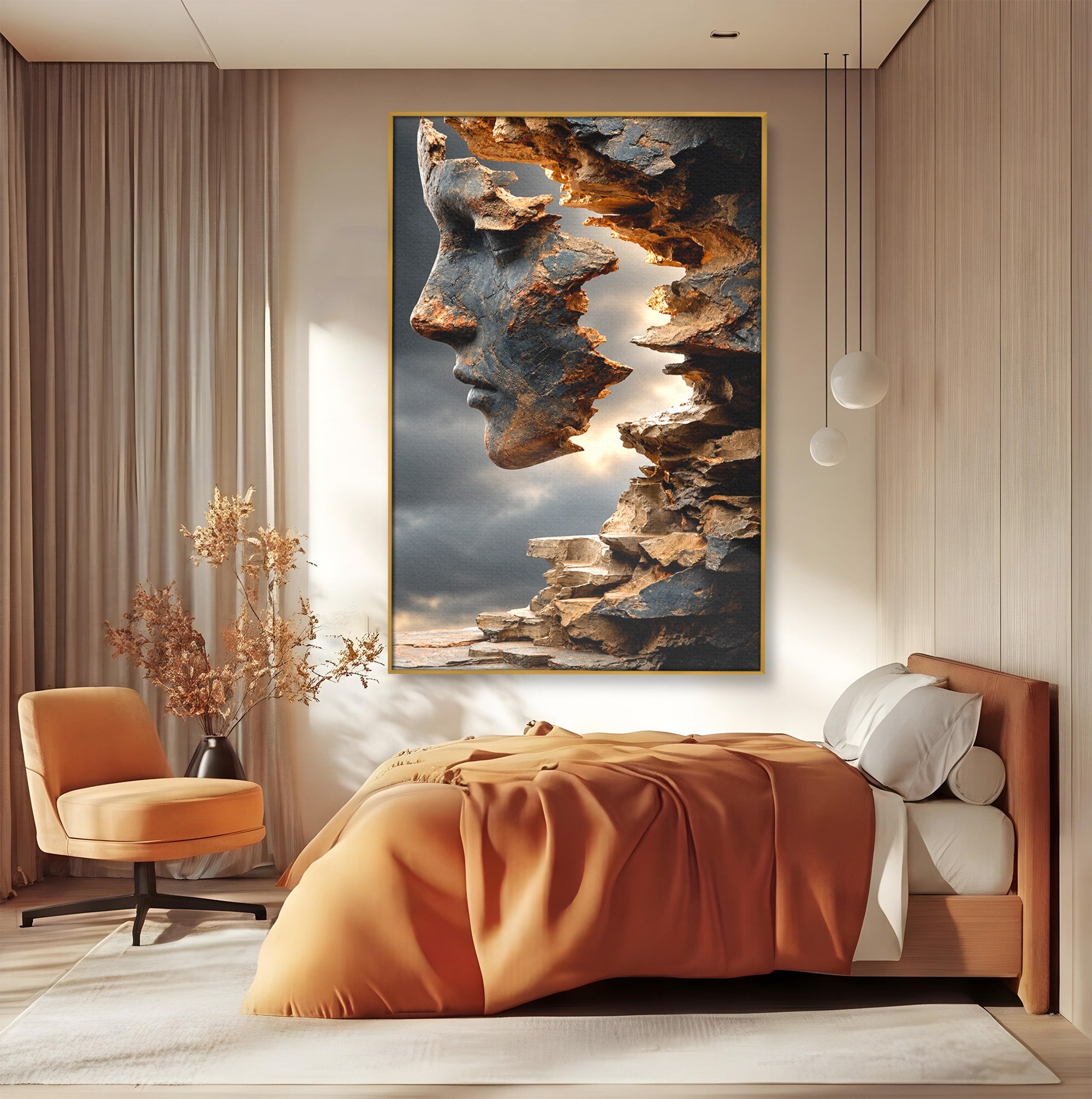 Tablou Canvas Premium LuxCanva® U1023, Chip De Piatra, Abstract, Arta, Chip, Birou, Culori Vibrante
