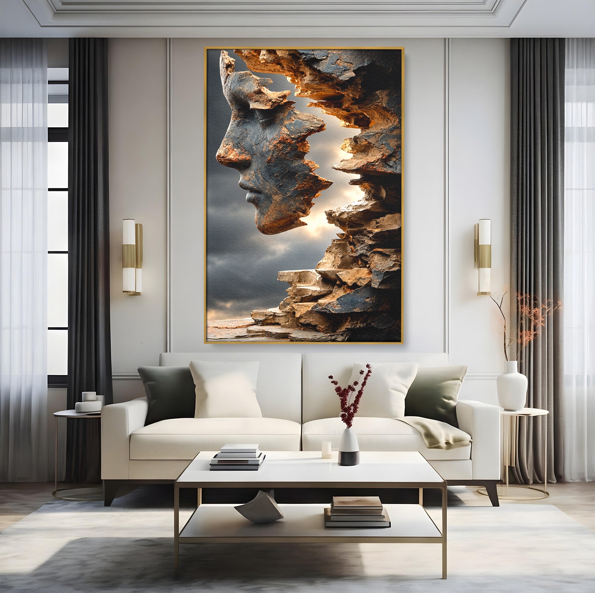 Tablou Canvas Premium LuxCanva® U1023, Chip De Piatra, Abstract, Arta, Chip, Birou, Culori Vibrante