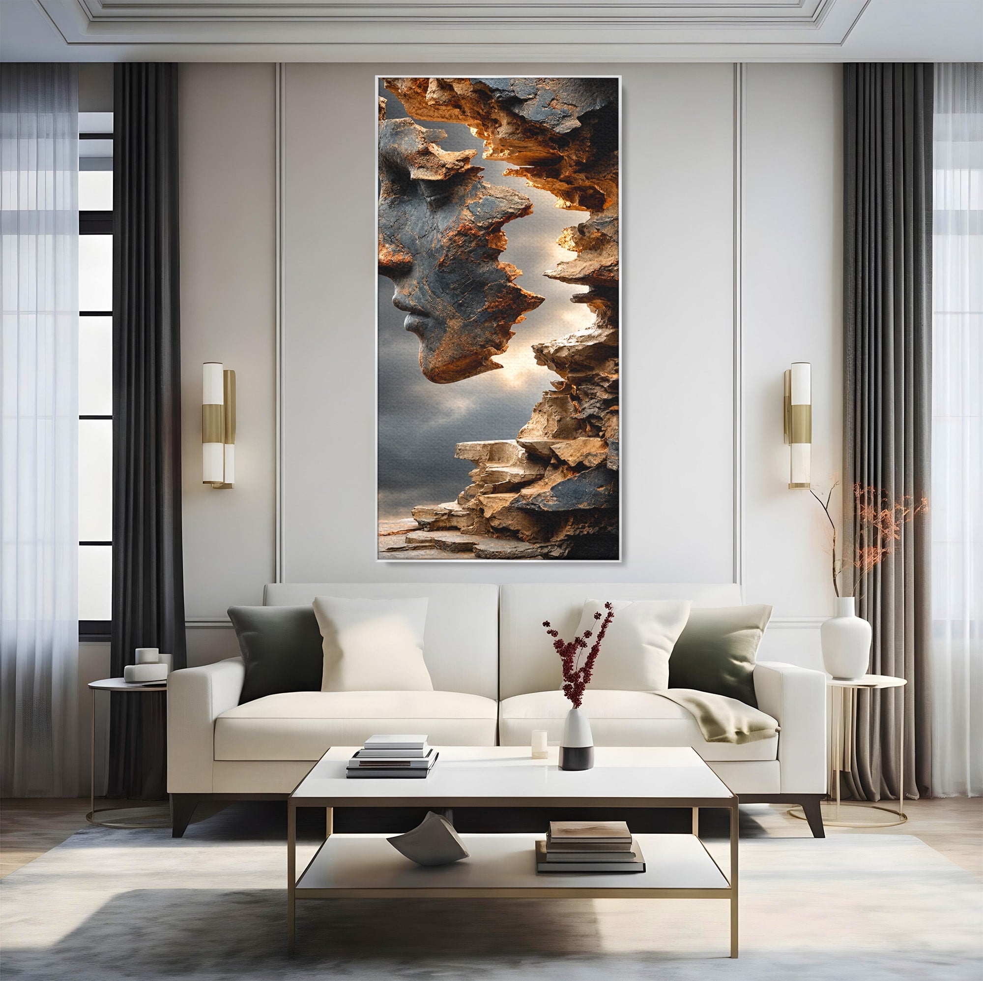 Tablou Canvas Premium LuxCanva® U1023, Chip De Piatra, Abstract, Arta, Chip, Birou, Culori Vibrante