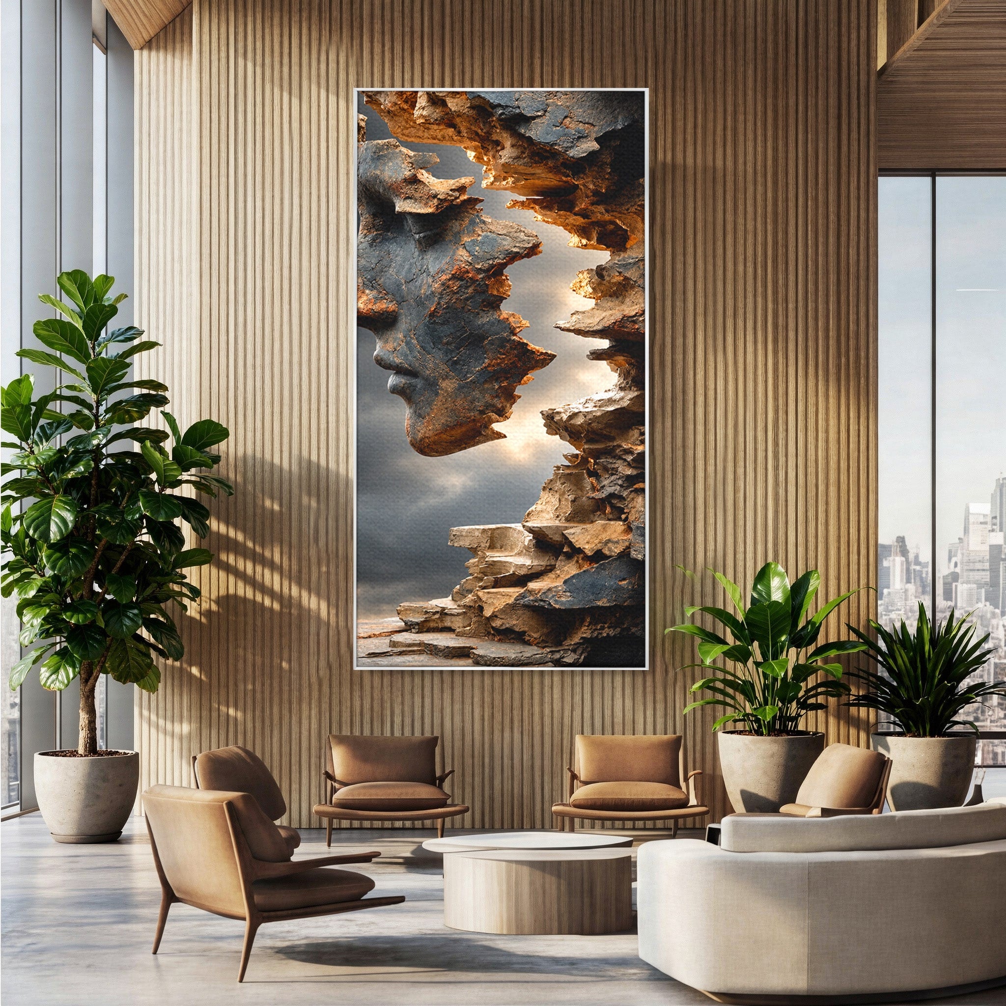 Tablou Canvas Premium LuxCanva® U1023, Chip De Piatra, Abstract, Arta, Chip, Birou, Culori Vibrante