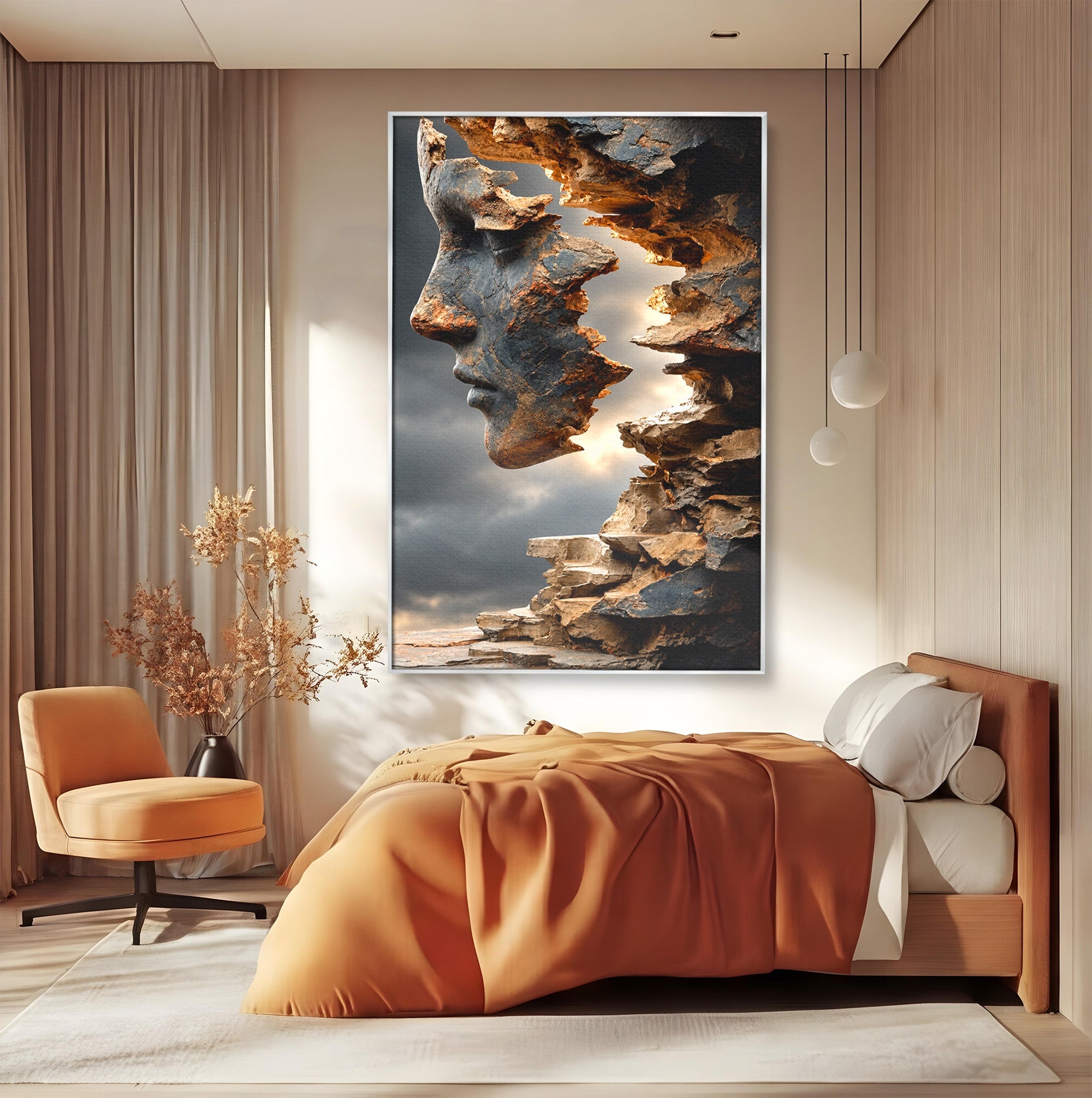 Tablou Canvas Premium LuxCanva® U1023, Chip De Piatra, Abstract, Arta, Chip, Birou, Culori Vibrante