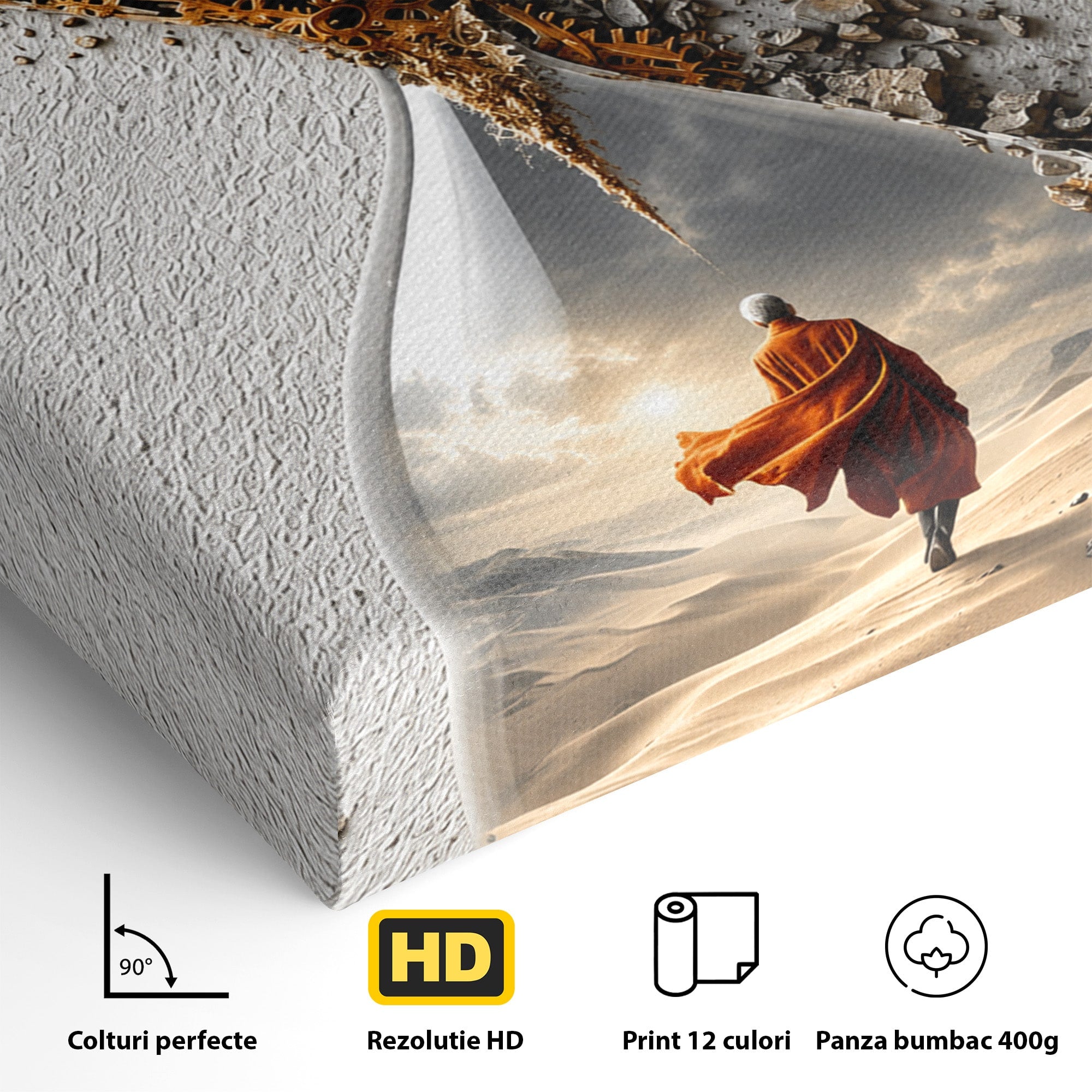 Tablou Canvas Premium LuxCanva® U1024, Calatoria Timpului,  Desert, Clepsidra, Timp, Living, Reflexie, Culori Vibrante