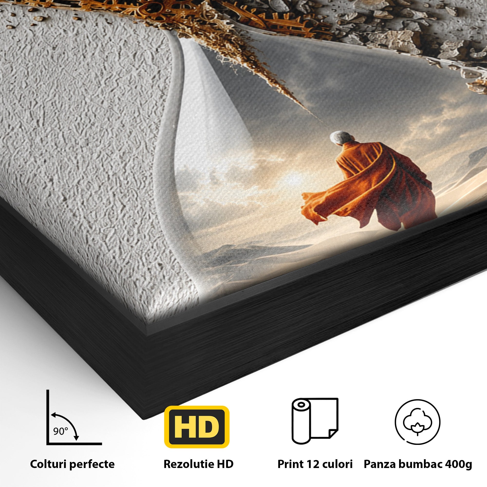 Tablou Canvas Premium LuxCanva® U1024, Calatoria Timpului,  Desert, Clepsidra, Timp, Living, Reflexie, Culori Vibrante