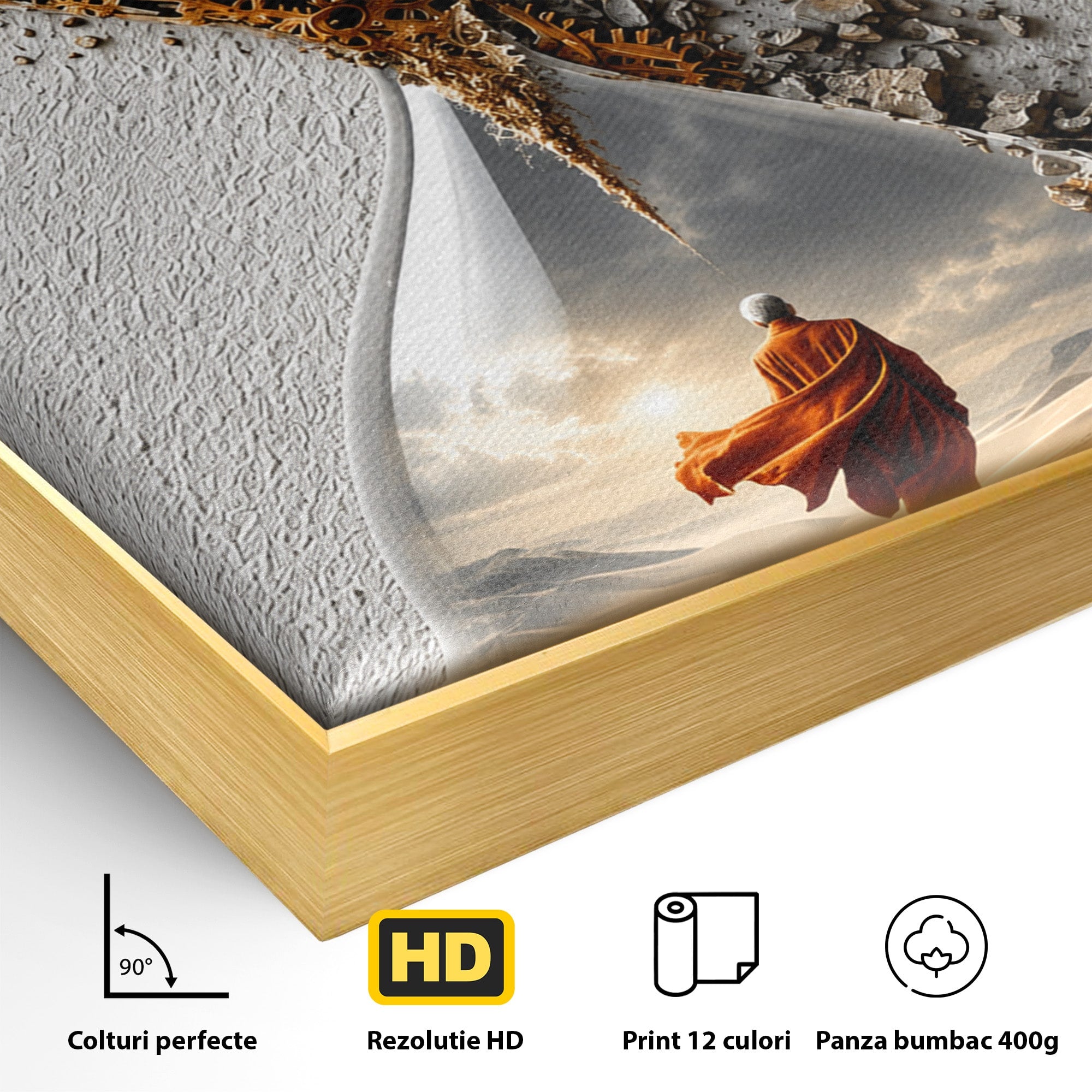 Tablou Canvas Premium LuxCanva® U1024, Calatoria Timpului,  Desert, Clepsidra, Timp, Living, Reflexie, Culori Vibrante