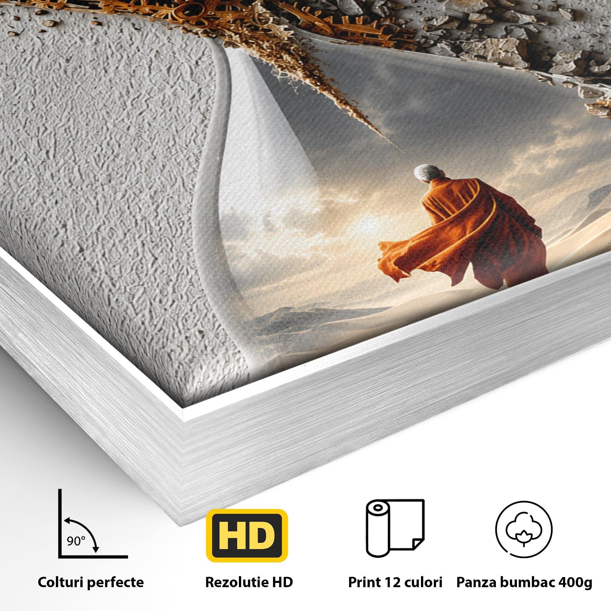 Tablou Canvas Premium LuxCanva® U1024, Calatoria Timpului,  Desert, Clepsidra, Timp, Living, Reflexie, Culori Vibrante